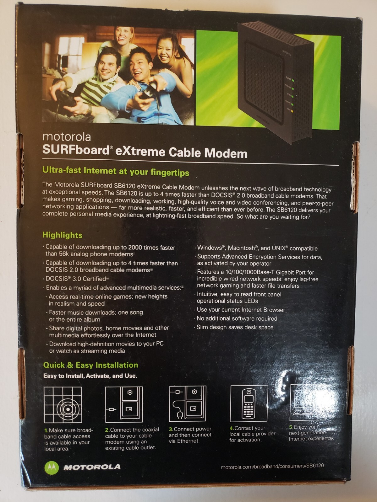 Motorola SURFboard eXtreme Cable Modem SB6120 (557040-003) – IN BOX