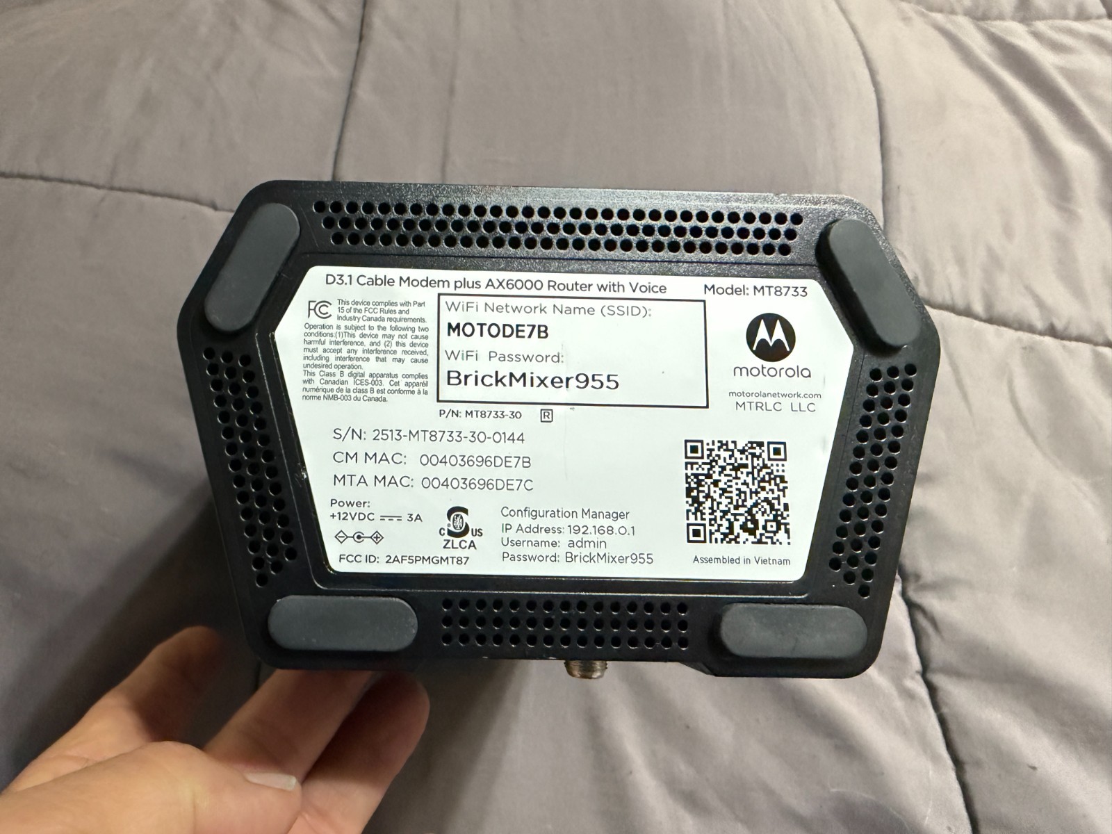 Motorola MT8733 WiFi 6 Router + Multi-Gig Modem + 2 Phone Ports for Comcast