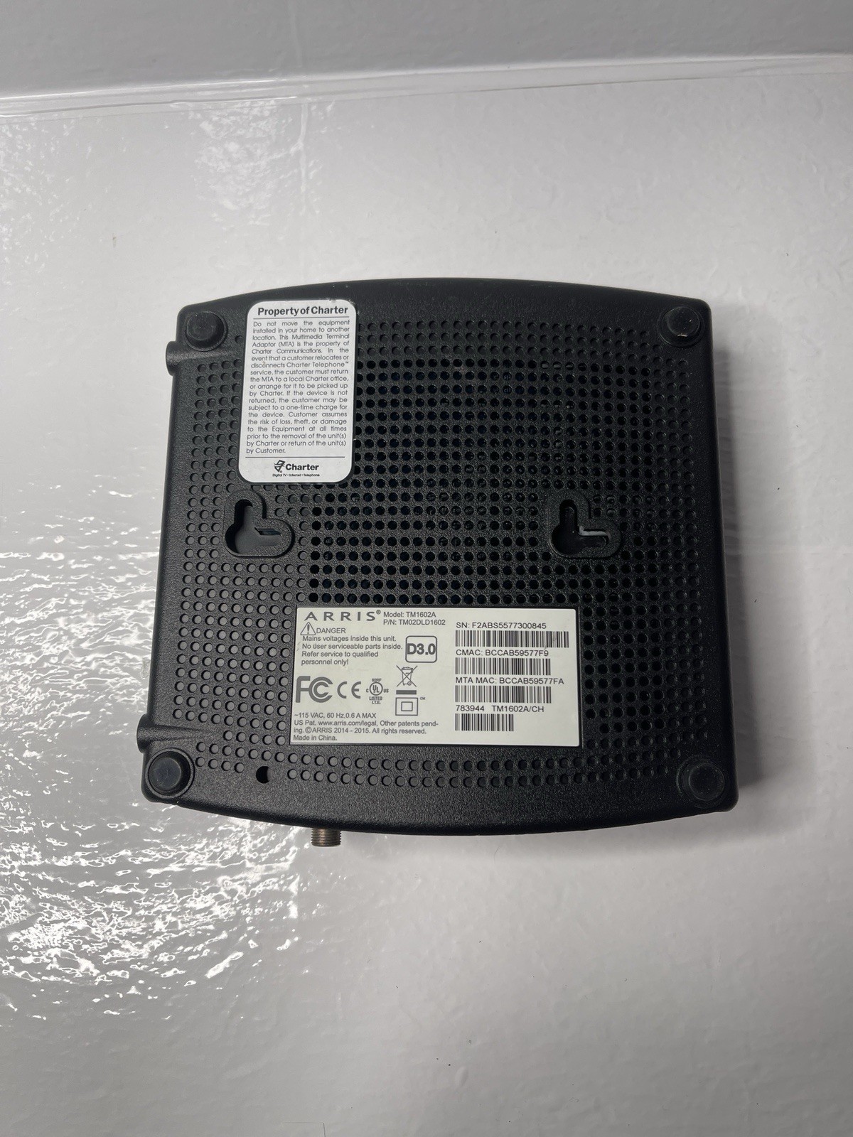 ARRIS Touchstone TM1602A DOCSIS 3.0 E-MTA Cable Modem