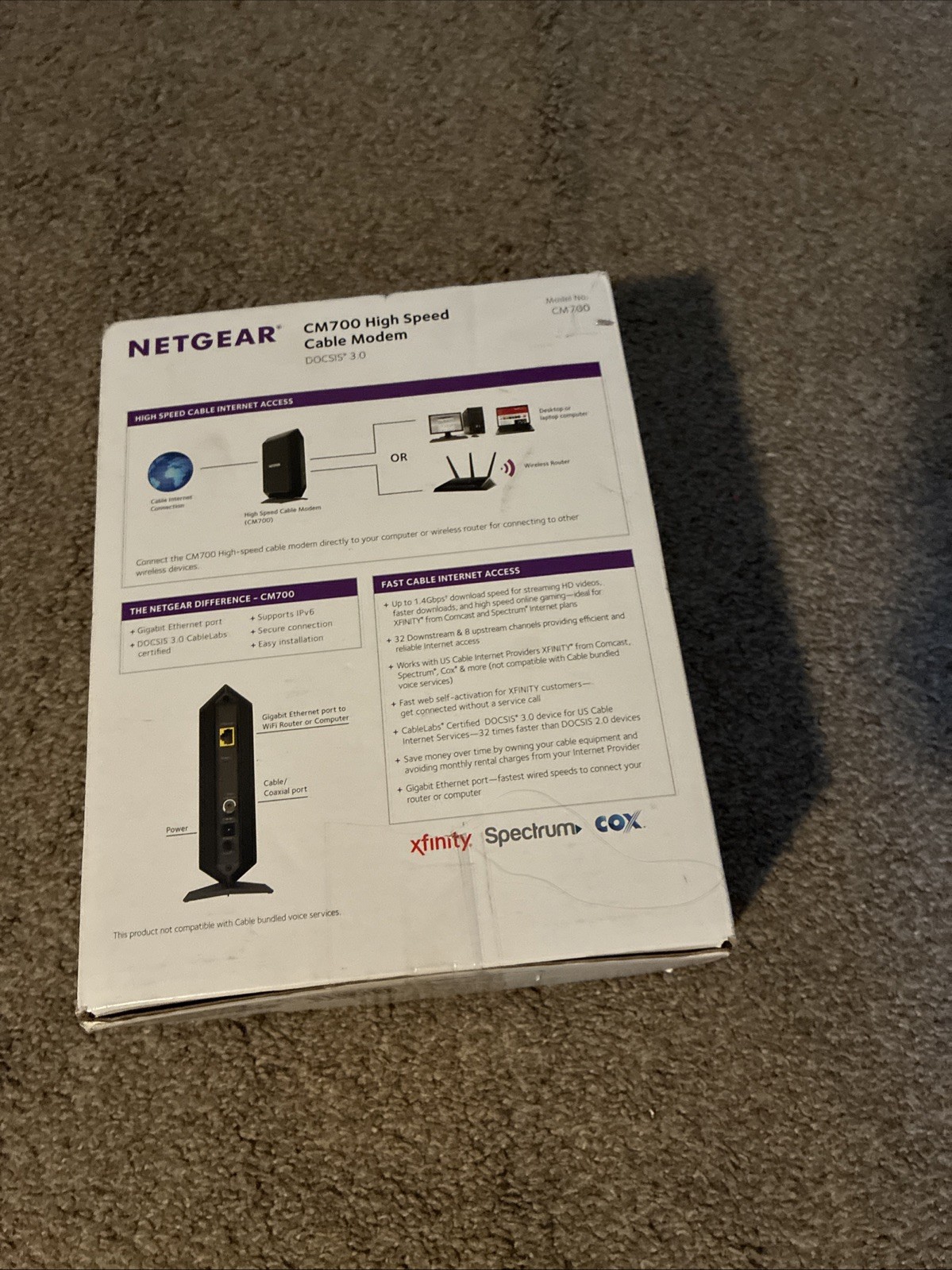 NETGEAR CM700 Cable Modem Black 1.4 GBPS 32 X 8 Channel Bonding