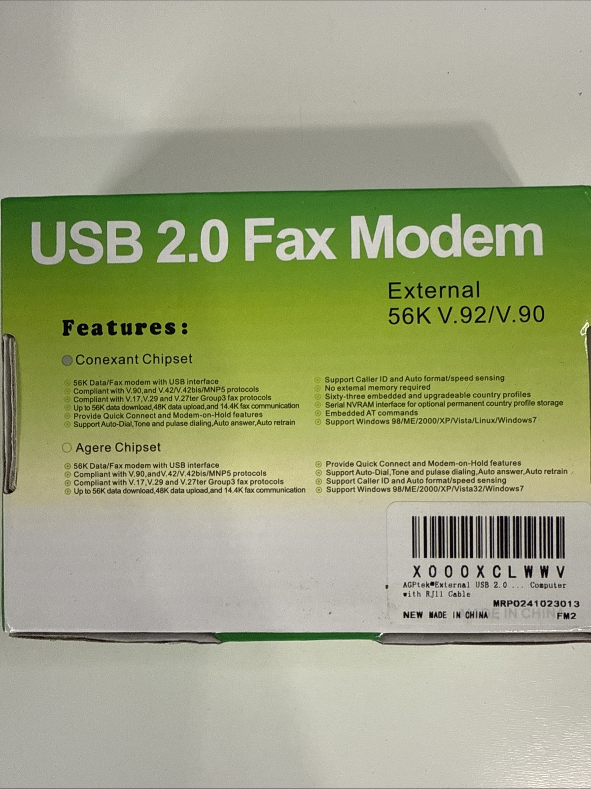 USB 2.0 Fax Modem External 56K V92/V.90