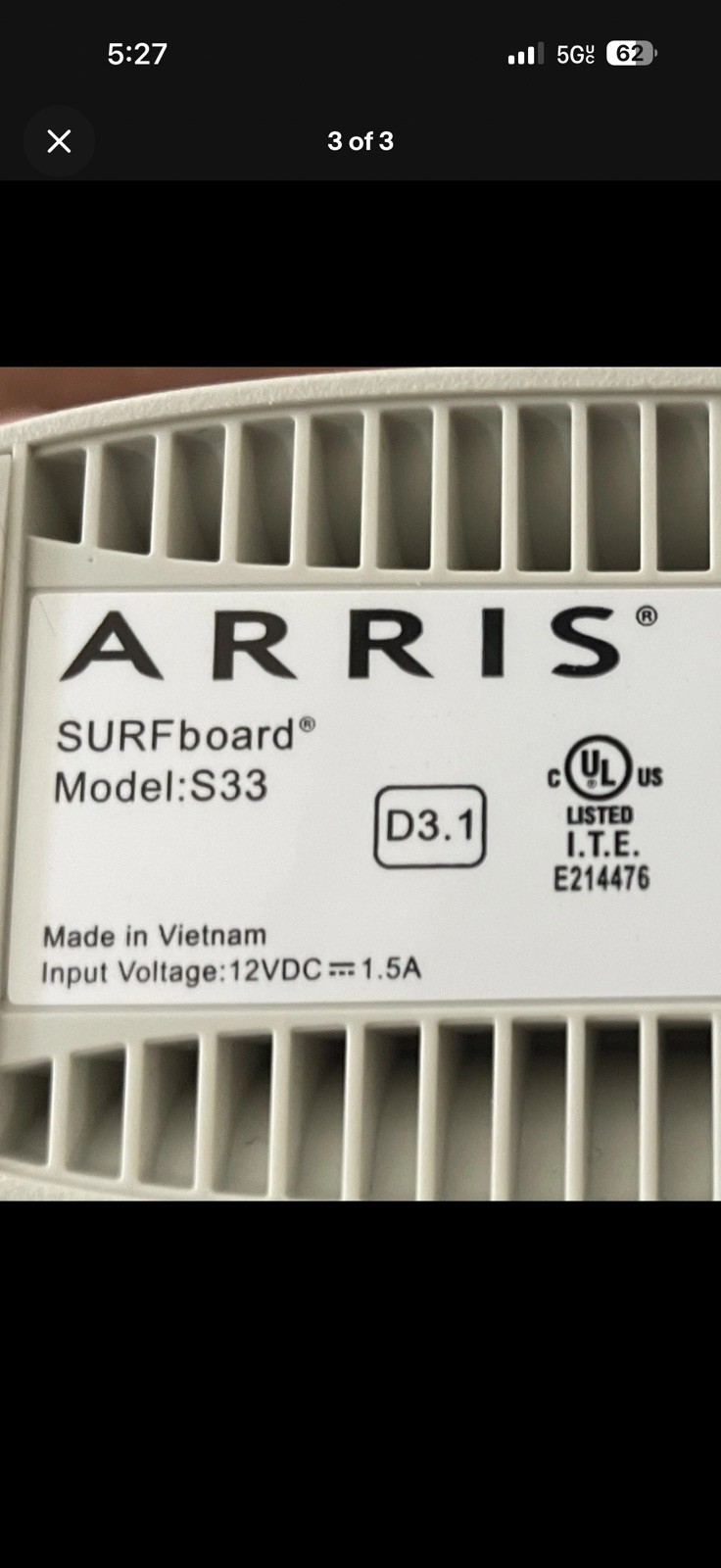 ARRIS S33 2.5 Gbps Ethernet Port – White Cable Modem