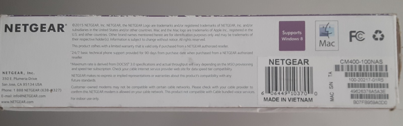 NETGEAR CM400-1AZNAS 100 Mbps Modem NIB