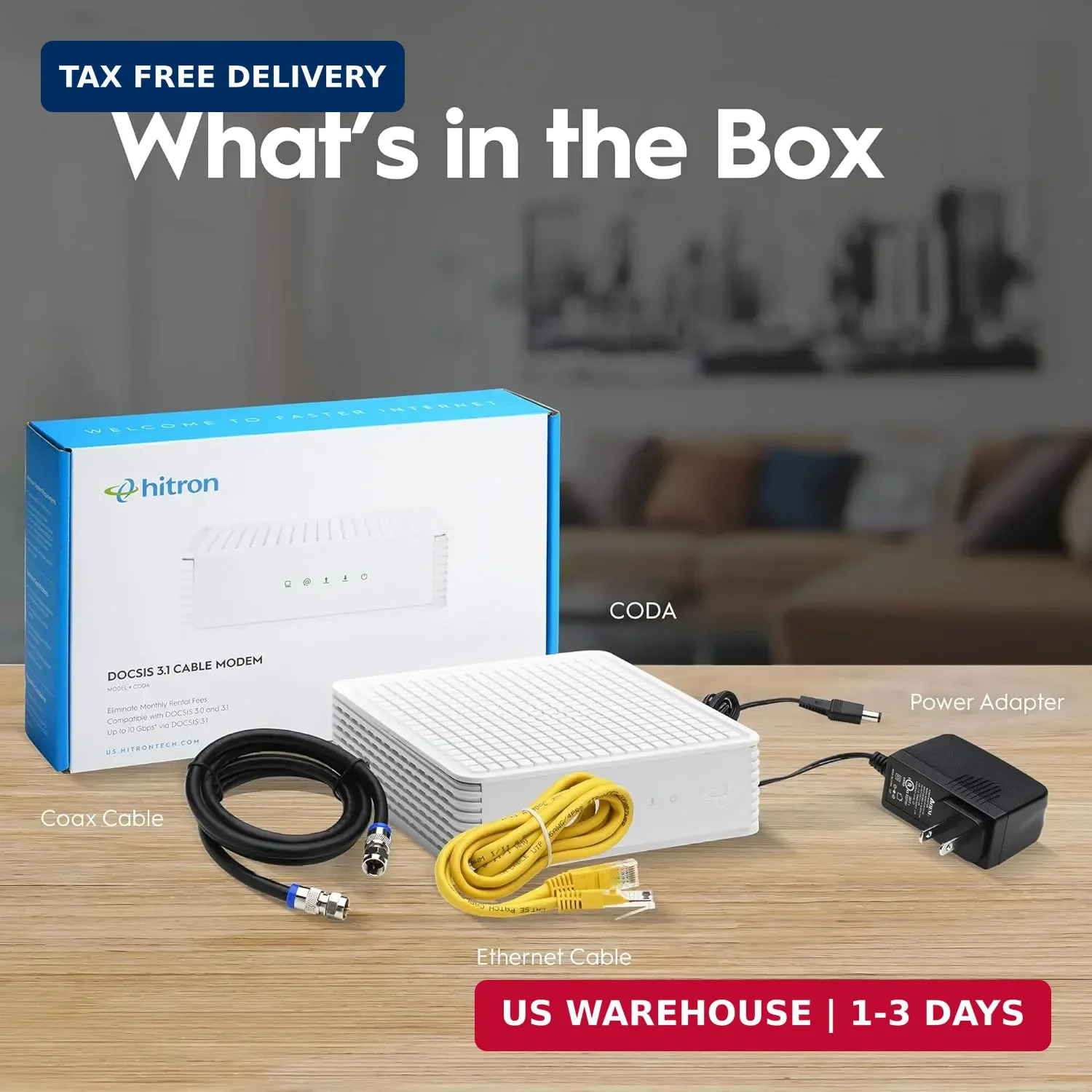 Hitron CODA DOCSIS 3.1 – Cable Internet ONLY (NOT Compatible with Fiber/DSL) | U