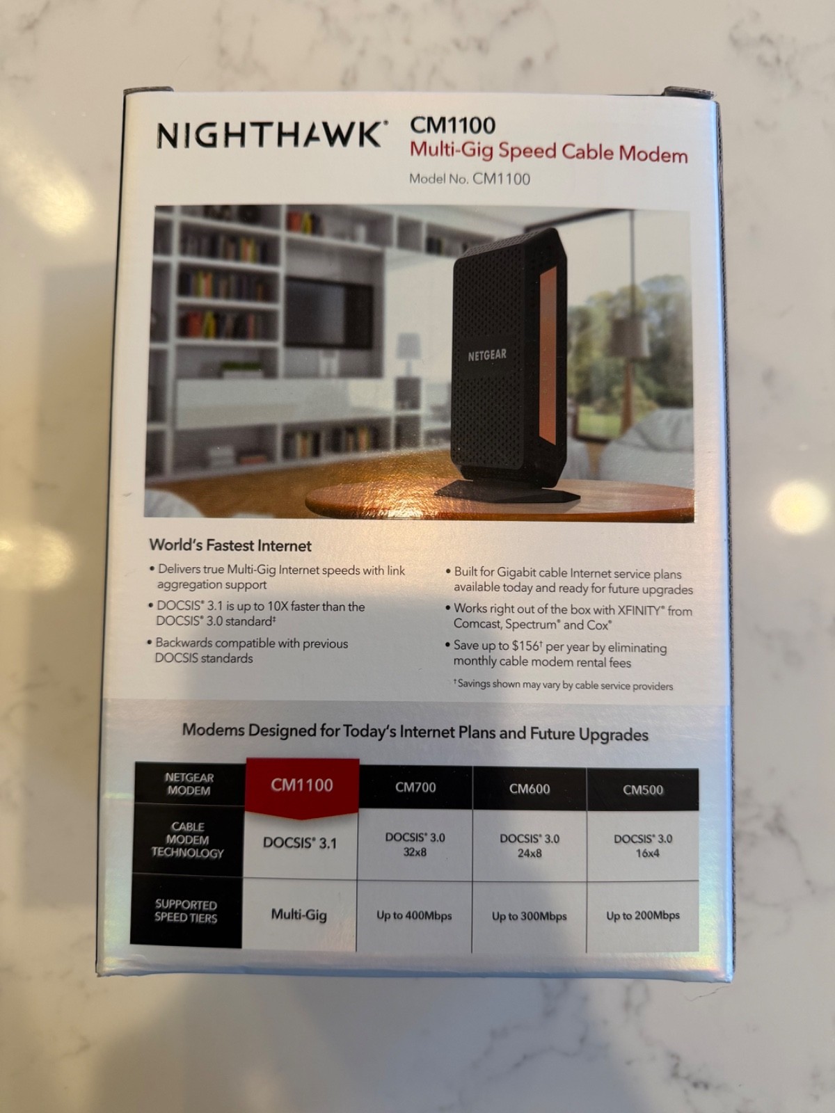 Netgear Nighthawk CM1100 Multi-Gig Speed Cable Modem DOCSIS 3.1
