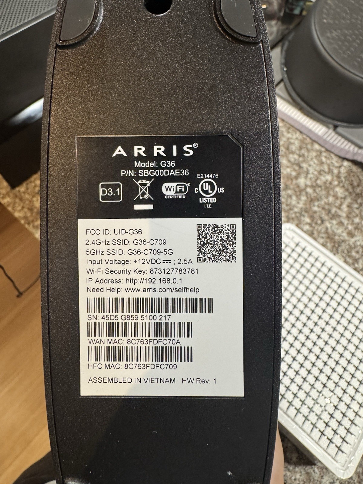 ARRIS Surfboard G36 Dual-Band WiFi-6 Cable Modem
