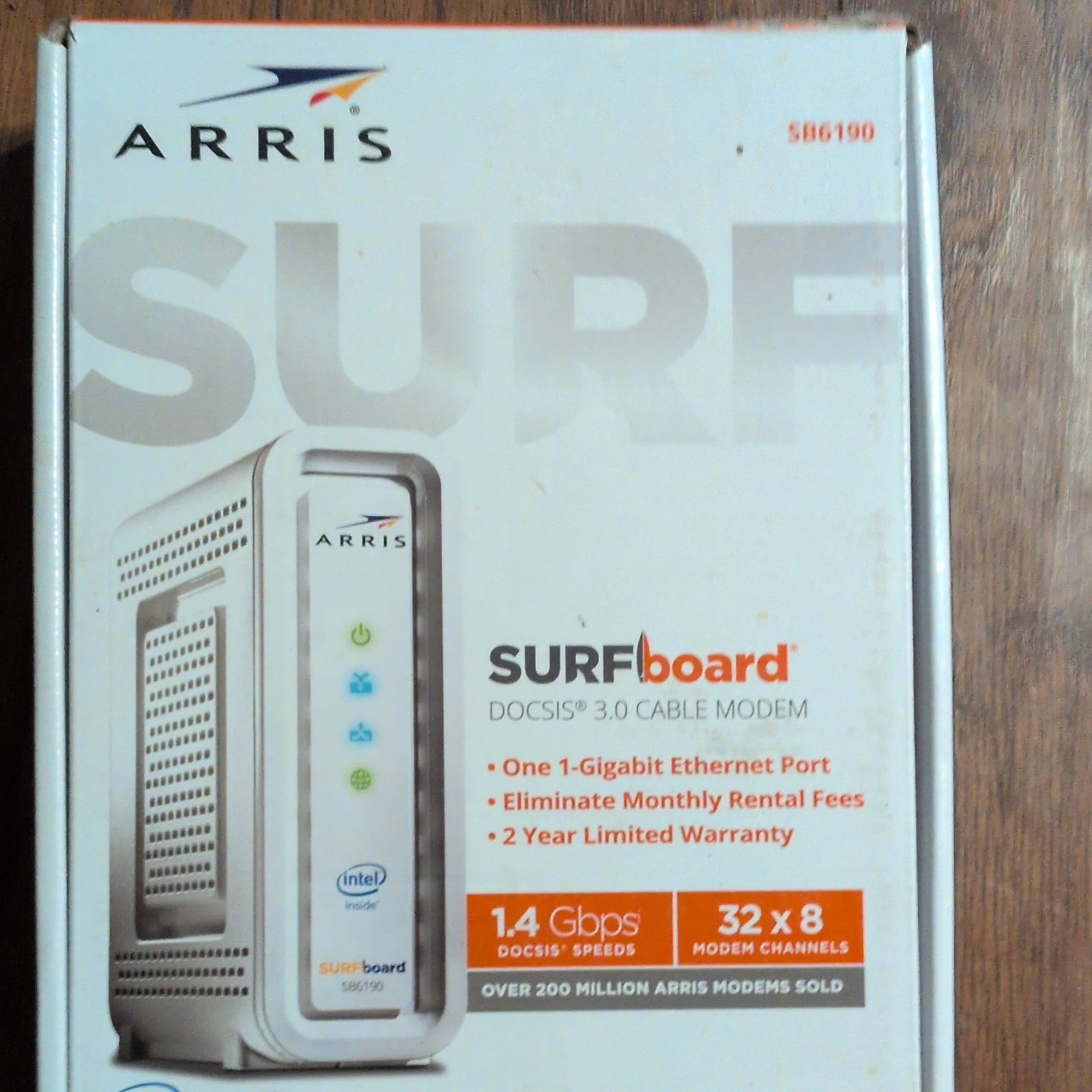 ARRIS SURFboard SB6190 SB6190 DOCSIS 3.0 Cable Modem 32×8 1.4Gbps, 1x GigE