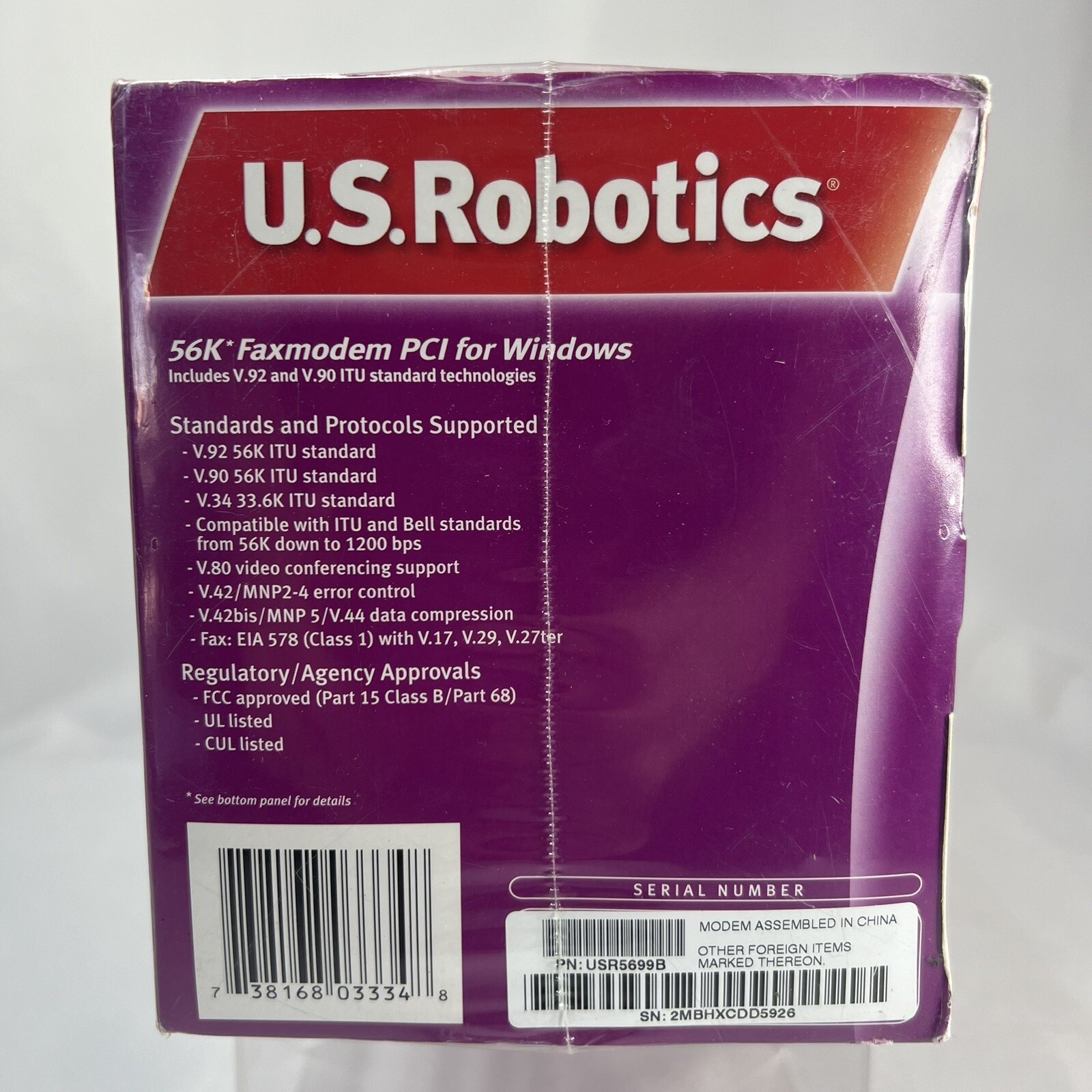 US Robotics 56k Faxmodem PCI For Windows (V.92) Model: USR5699B*NEW SEAL IN BOX!