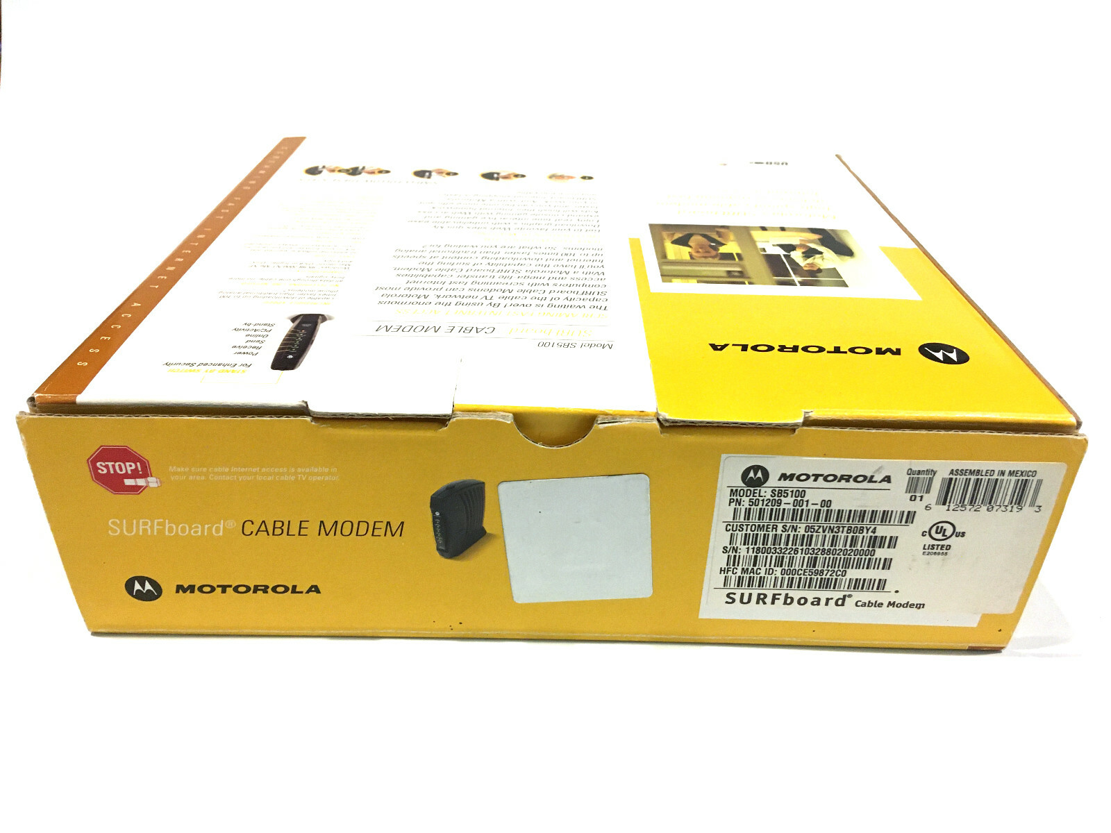 ❤️ Motorola SURFboard Cable Modem SB5100 CIB Complete