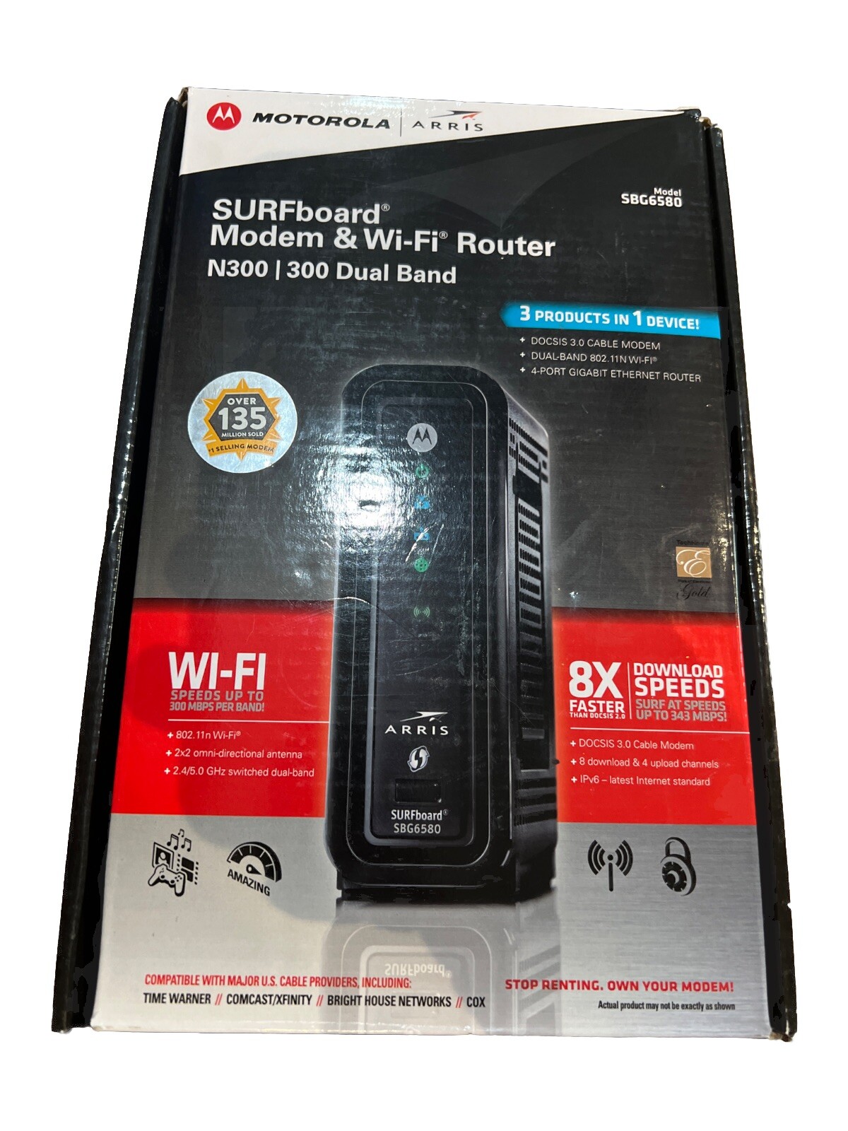 Motorola Arris Surfboard Modem/WiFi Router N300 Dual Band Model SBG6580