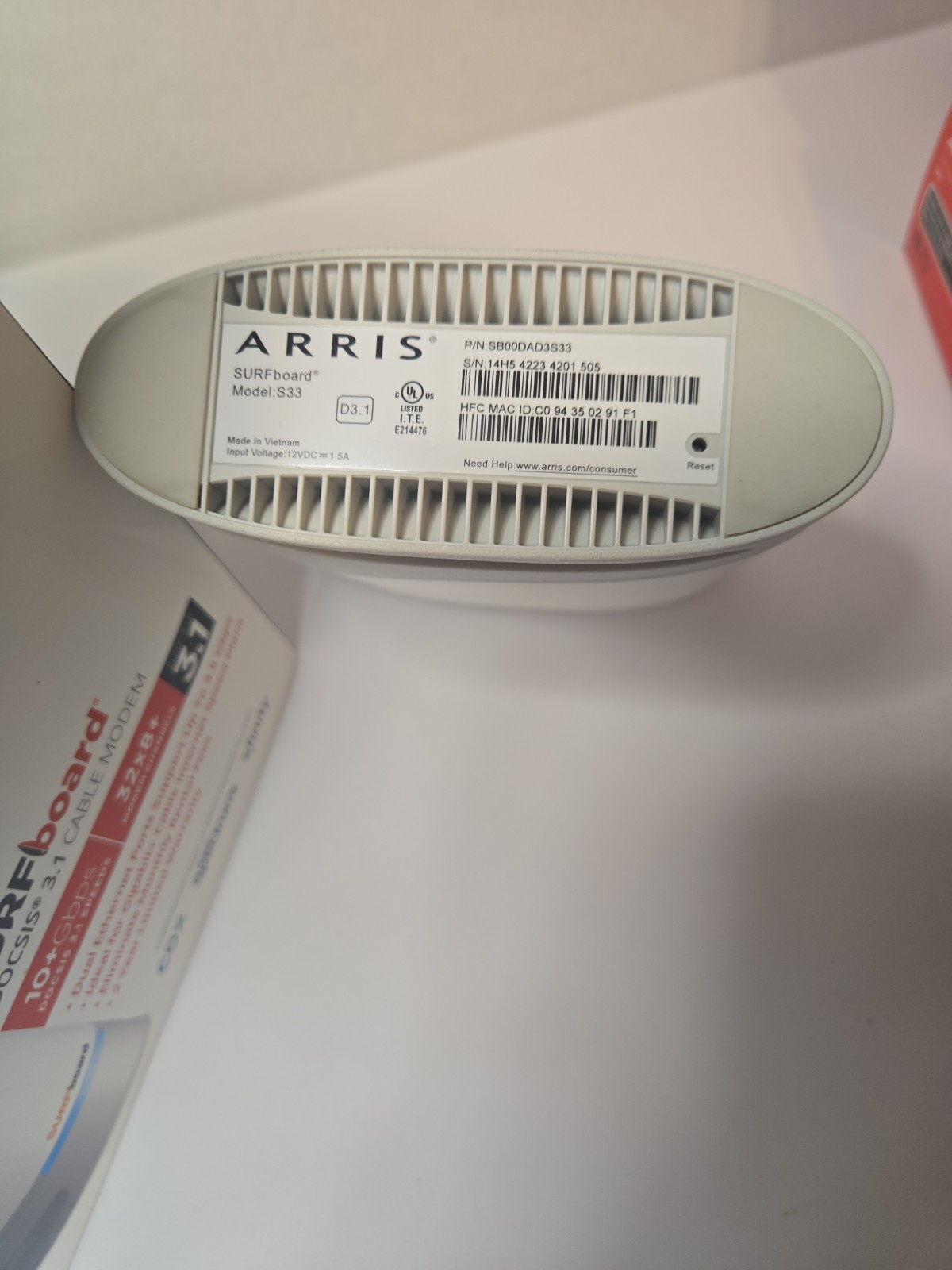 ARRIS SURFboard S33 DOCSIS 3.1 Cable Modem 10 Gbps Multi-Gigabit