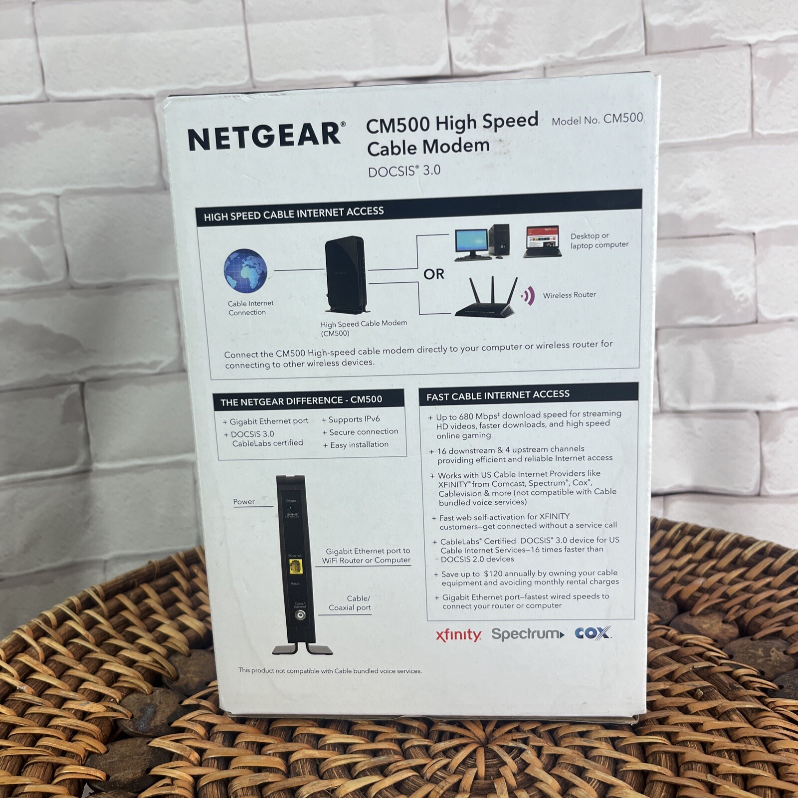 NETGEAR Cm500-1aznas 16×4 DOCSIS 3.0 Cable Modem Max Download Speeds of 686mbps