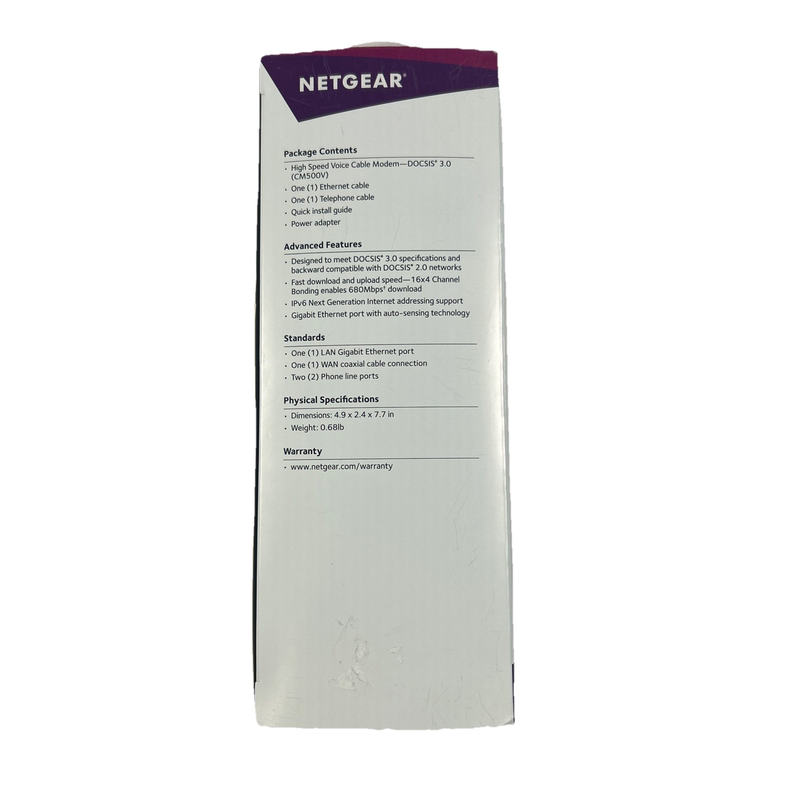Netgear CM500V 16×4 DOCSIS 3.0 680Mbps High Speed Cable Modem with Voice Open