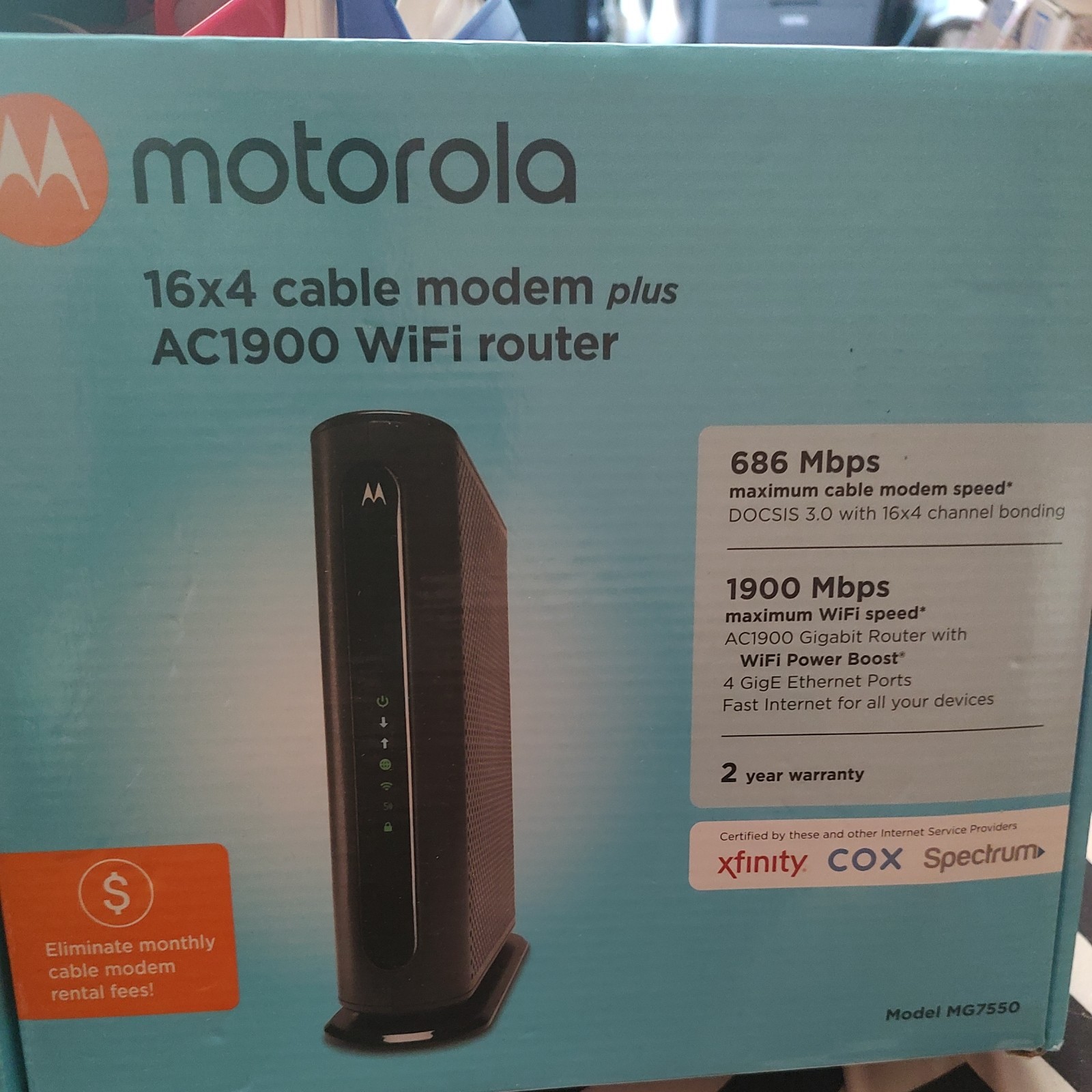Motorola MG7550 16×4 High Speed ​​Cable Modem – Black