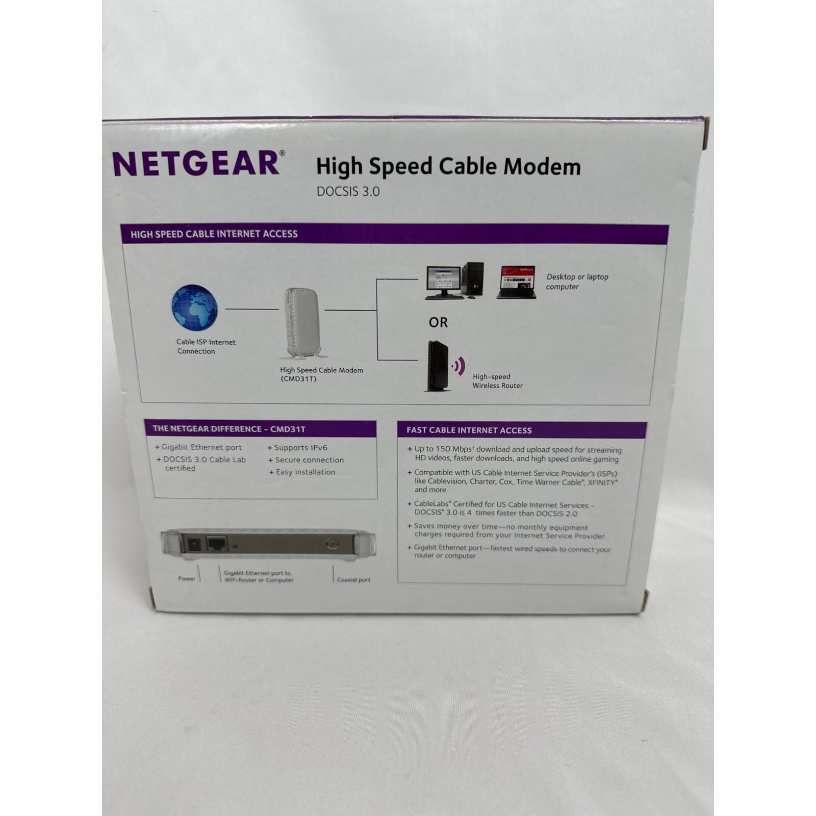 NETGEAR High Speed Cable Modem DOCSIS 3.0 Model#CMD31T UNTESTED