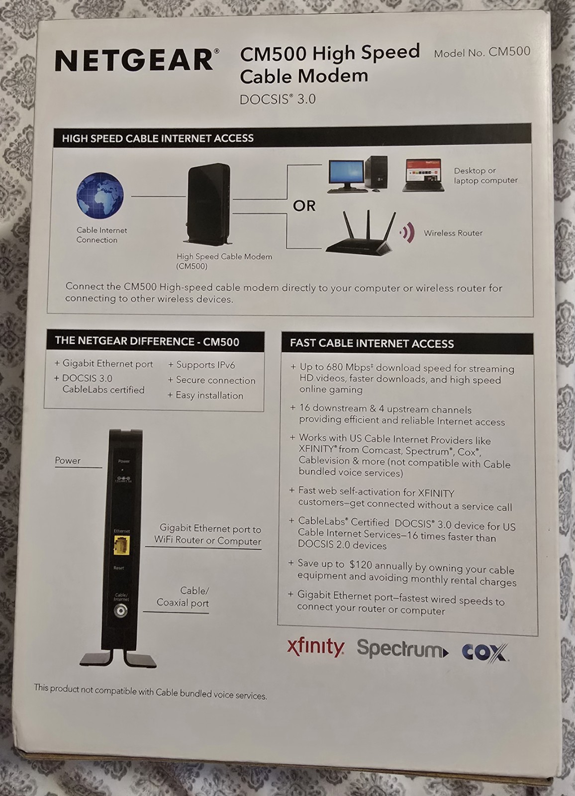 NETGEAR CM500 (CM500100NAS) 680 Mbps – Black