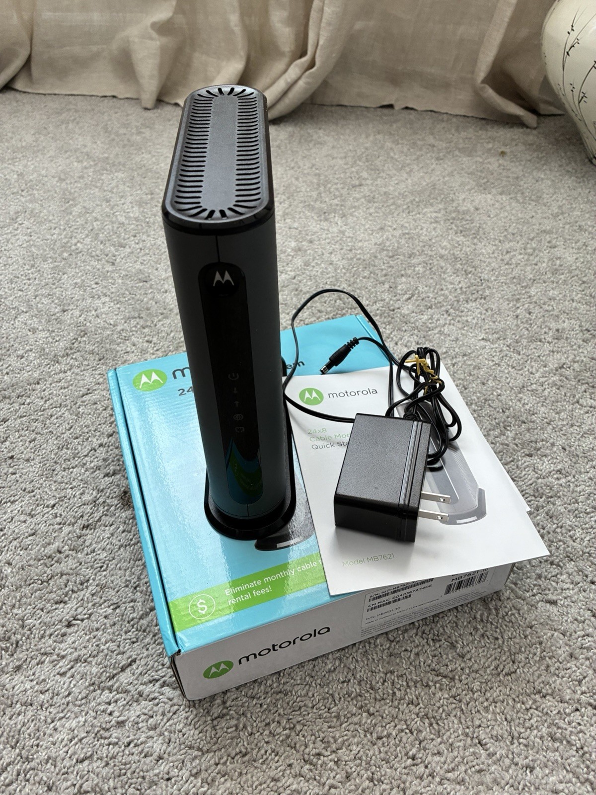 Motorola MB7621 24X8 Cable Modem With Ethernet Cable 1000+ Mbps