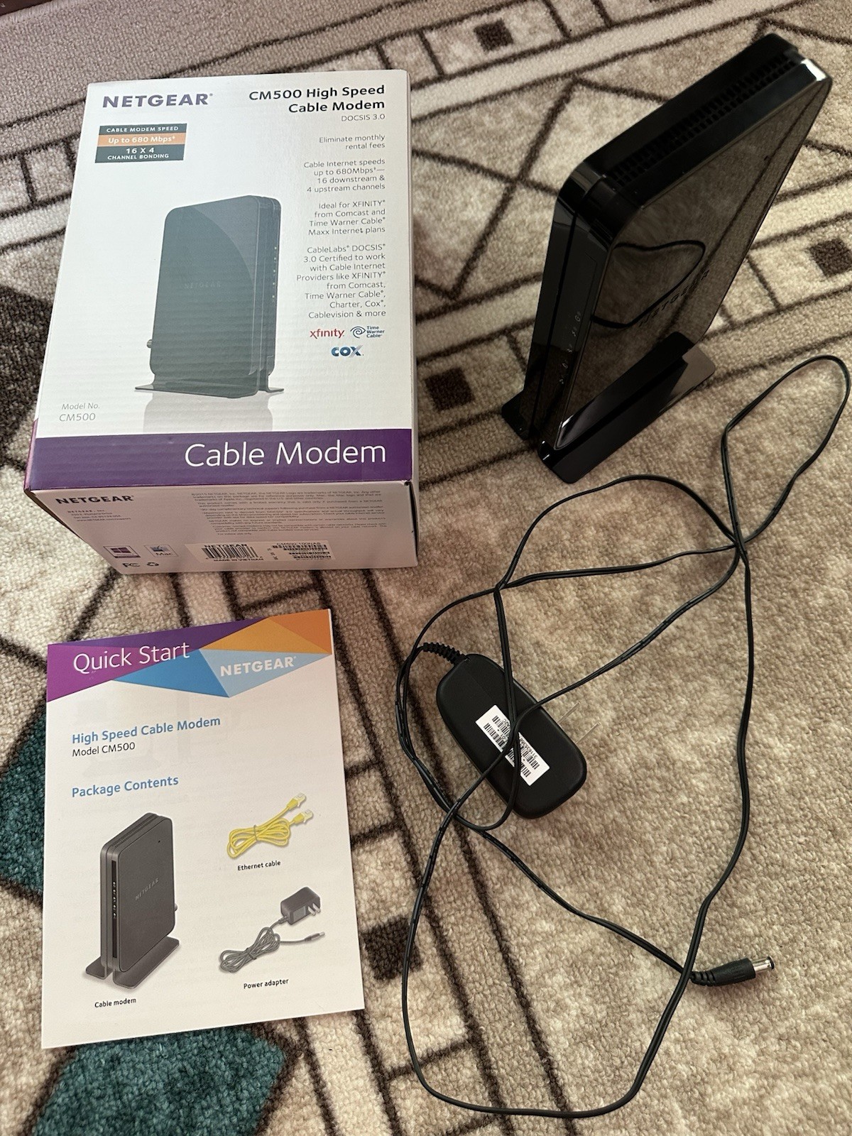 NETGEAR CM500 DOCSIS 3.0 Cable Modem 680Mbps Gigabit Ethernet