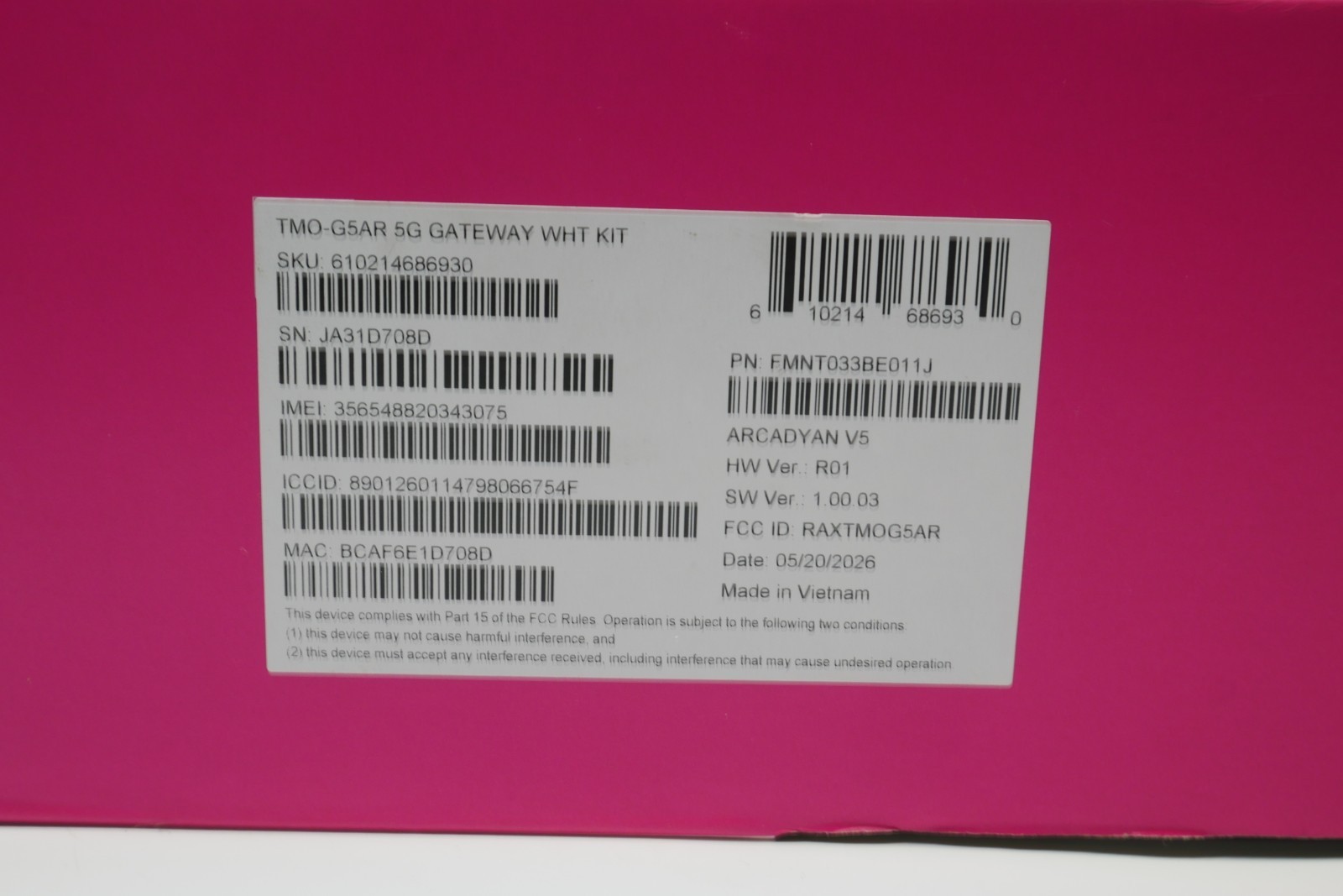 T-Mobile Gateway 5G White G5AR-1 Kit (New In Box)