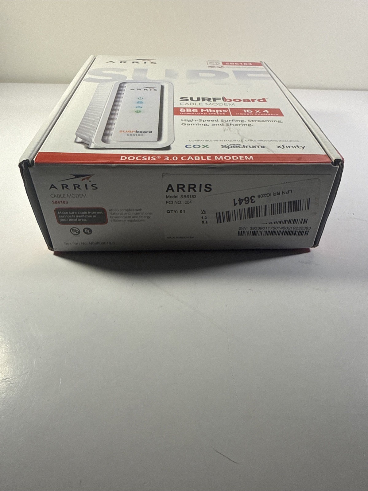 ARRIS SB6183 686 Mbps Cable Modem, White – 59243200300