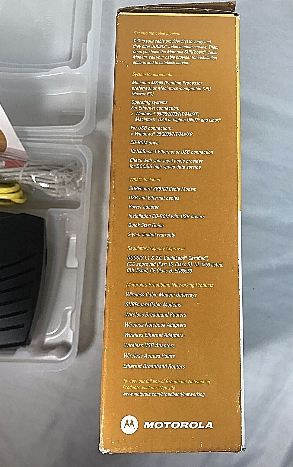 Motorola SURFboard SB5100 Cable Modem 500887-025-00 AC Adapter CD Disk Bundle