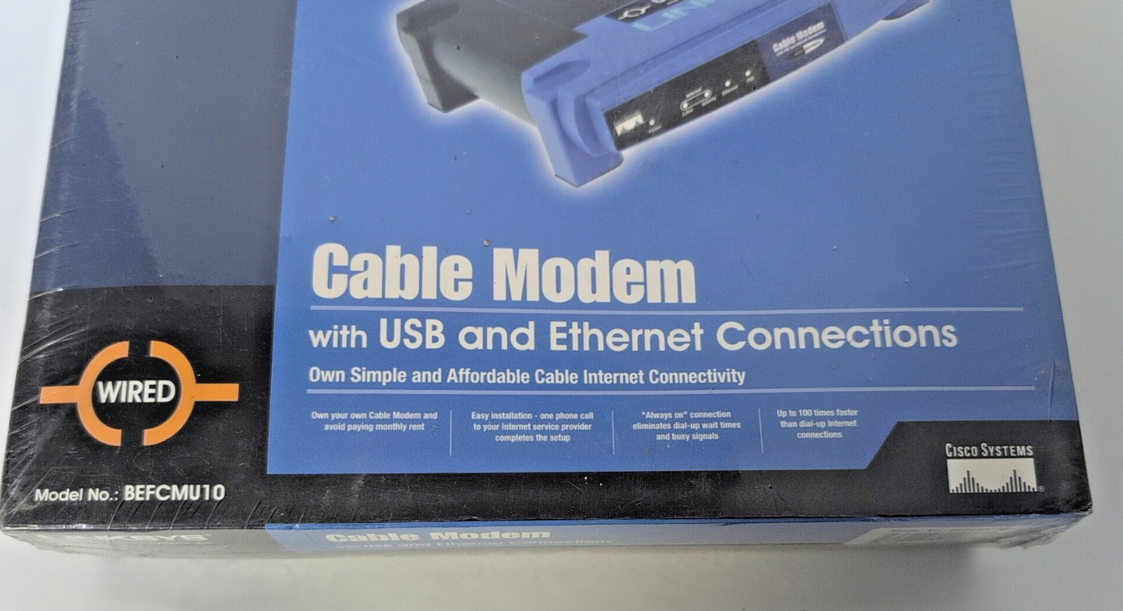 CISCO LINKSYS CABLE MODEM WITH USB AND ETHERNET CONNECTIONS BEFCMU10