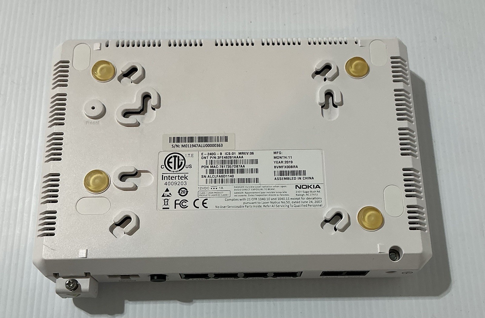 Nokia E-240G-B Fiber Optic Modem 7368 Isam Optical Network Terminal Intertek
