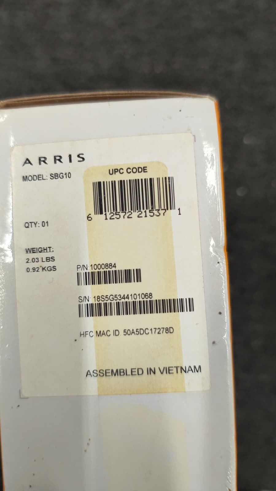 ARRIS SBG10 SURFboard AC1600 Dual-Band Cable Modem Router Black, OBN – Y2