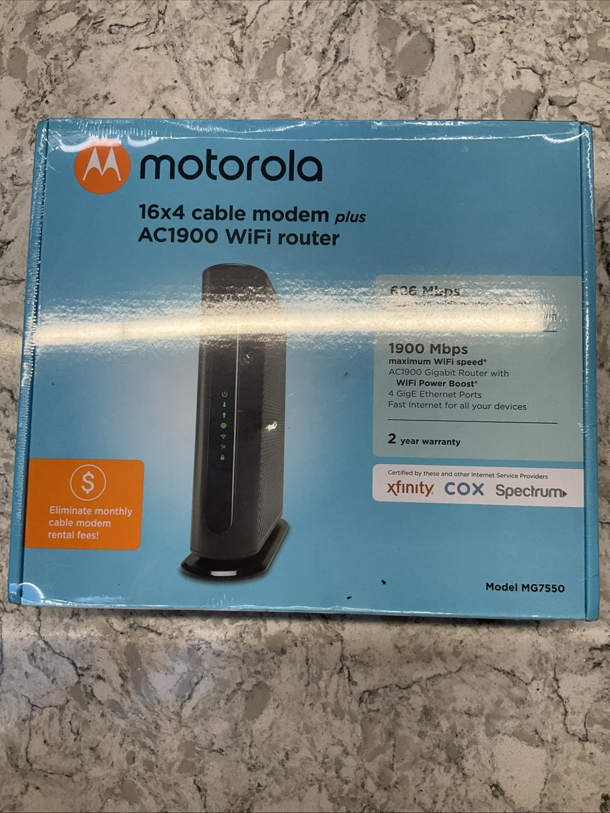 NEW Motorola MG7550 (16×4) Cable Modem + AC1900 Wi-Fi Router Combo DOCSIS 3.0