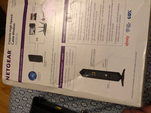 NETGEAR CM600 HIGH SPEED CABLE MODEM DOCSIS 3.0 XFINITY SUPPORT