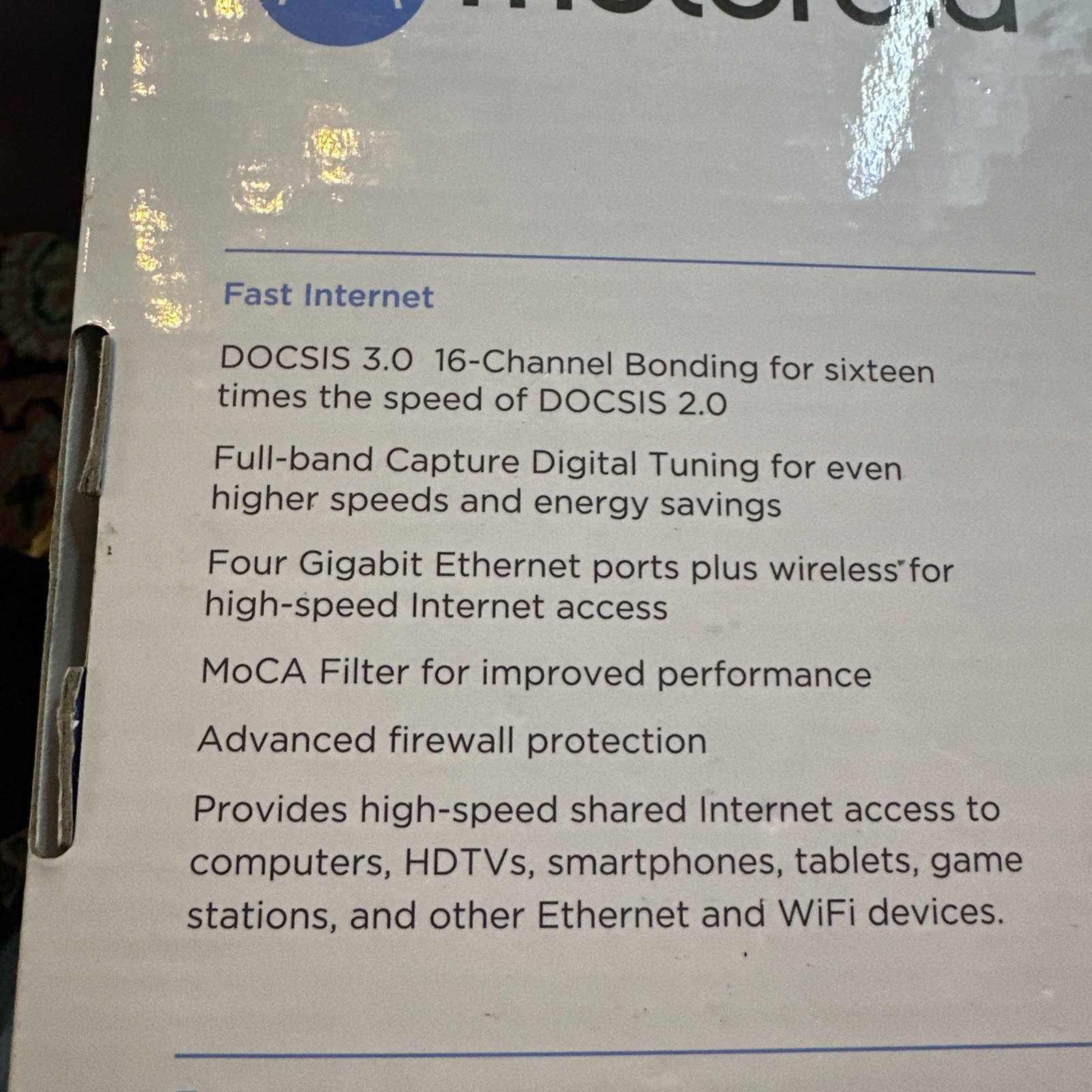 Motorola MG7540-10 16×4 Cable Modem – Black