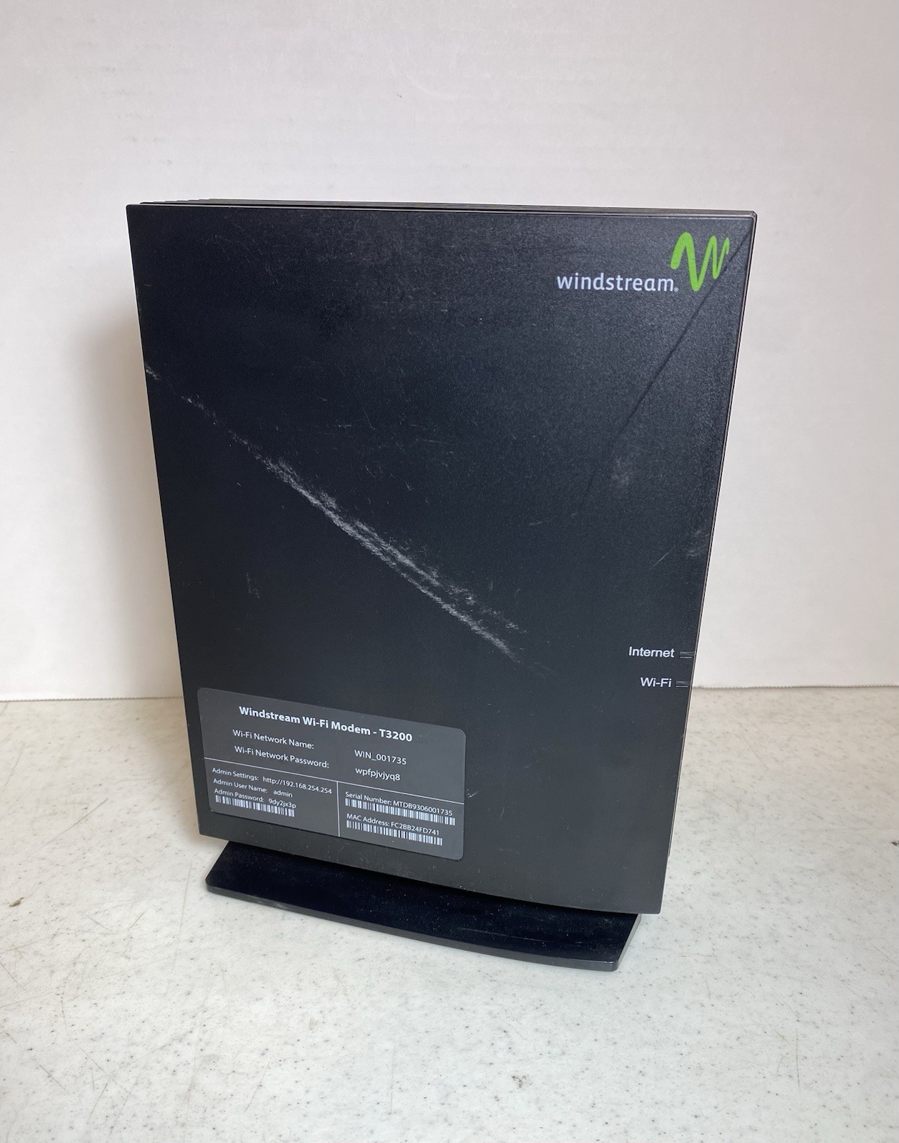 Windstream Actiontec T3200 Wi-Fi Modem Router 2.4GHz Works *No Power Cord*