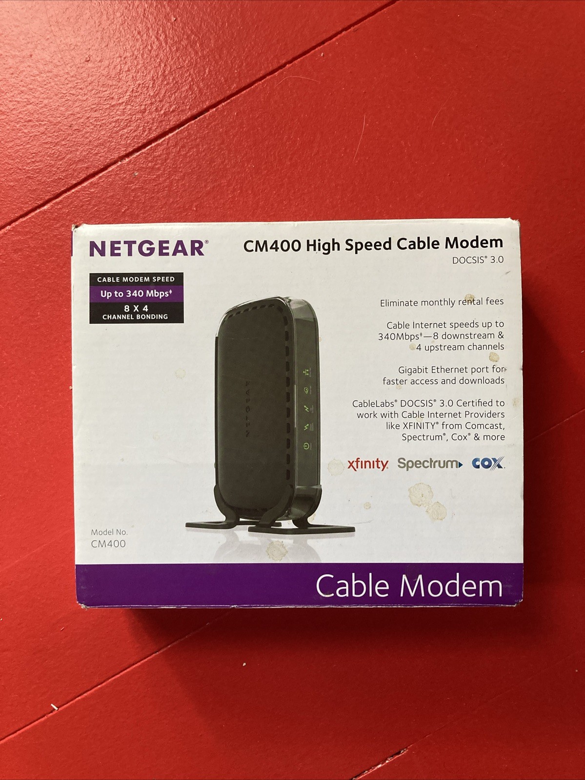 NETGEAR CM400 High-Speed Cable Modem DOCSIS 3.0, 340 Mbps, 8×4 Channel Bonding