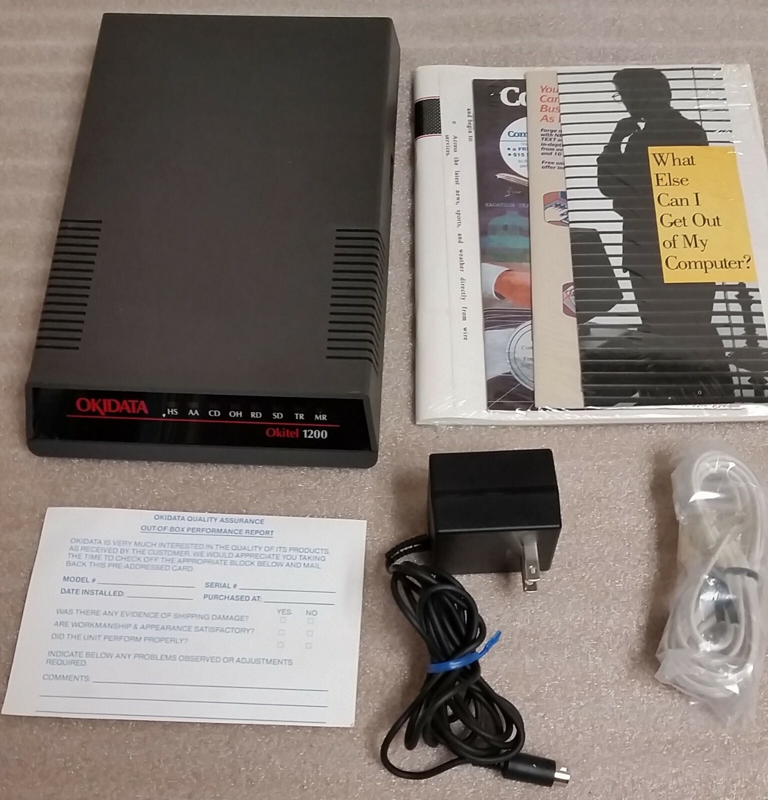 Vintage Okidata PC12P Okitel 1200 External Modem, Complete in Original Box