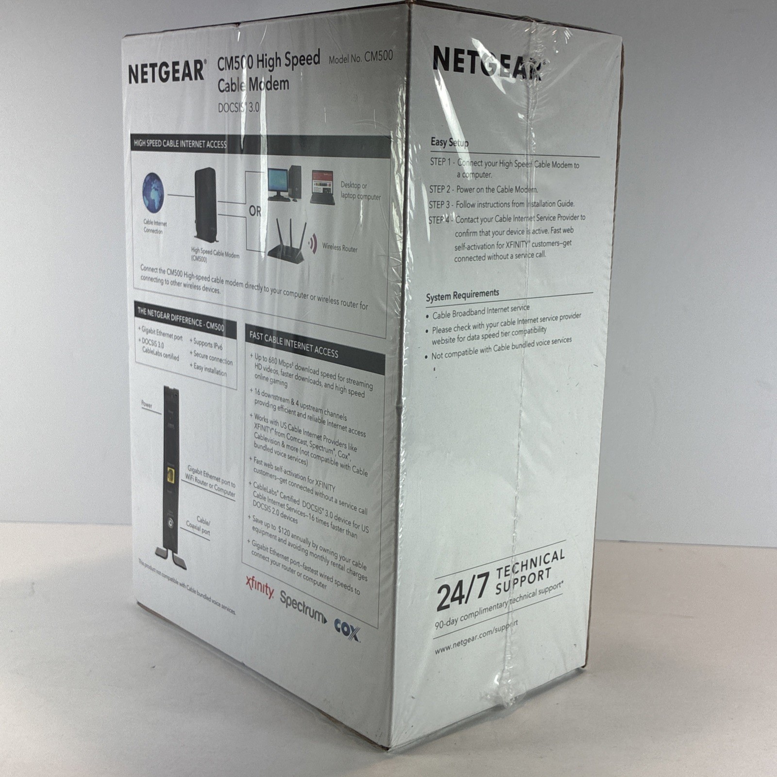 Netgear CM500 High Speed Cable Modem DOCSIS 3.0 680 mbps 16×4 Channel Bonding