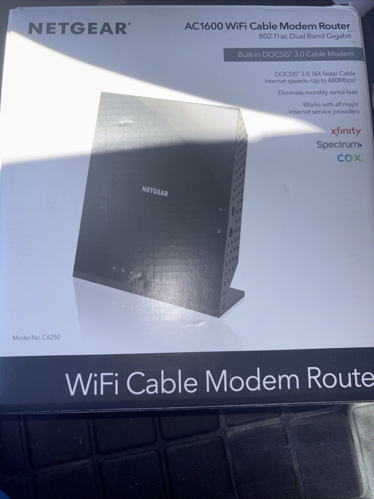 💥NETGEAR AC1600 Wifi Cable Modem Router C6250 – Black New Sealed-FREE SHIP