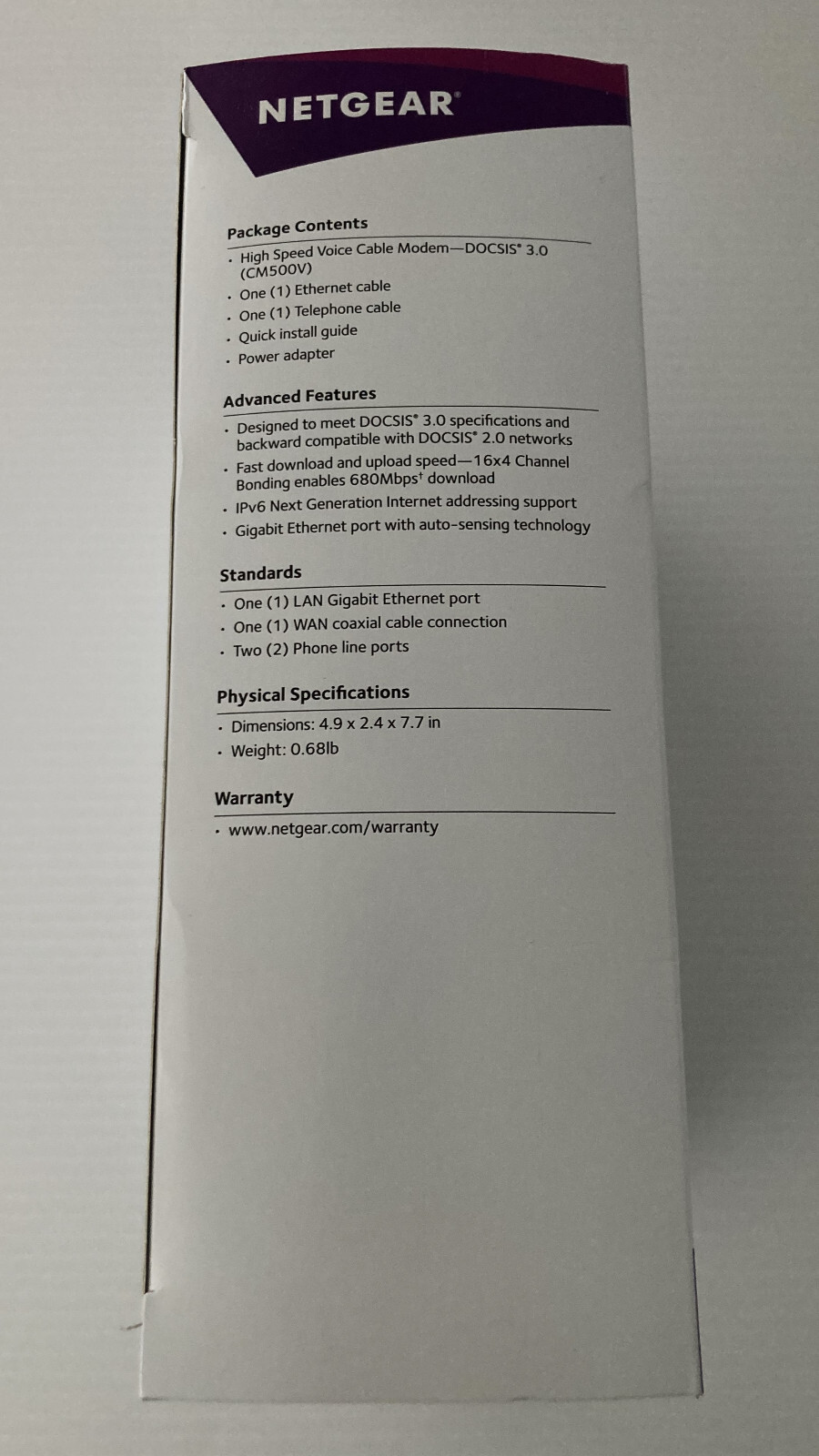 NETGEAR CM500V Cable Modem for XFINITY Internet & Voice – DOCSIS 3.0