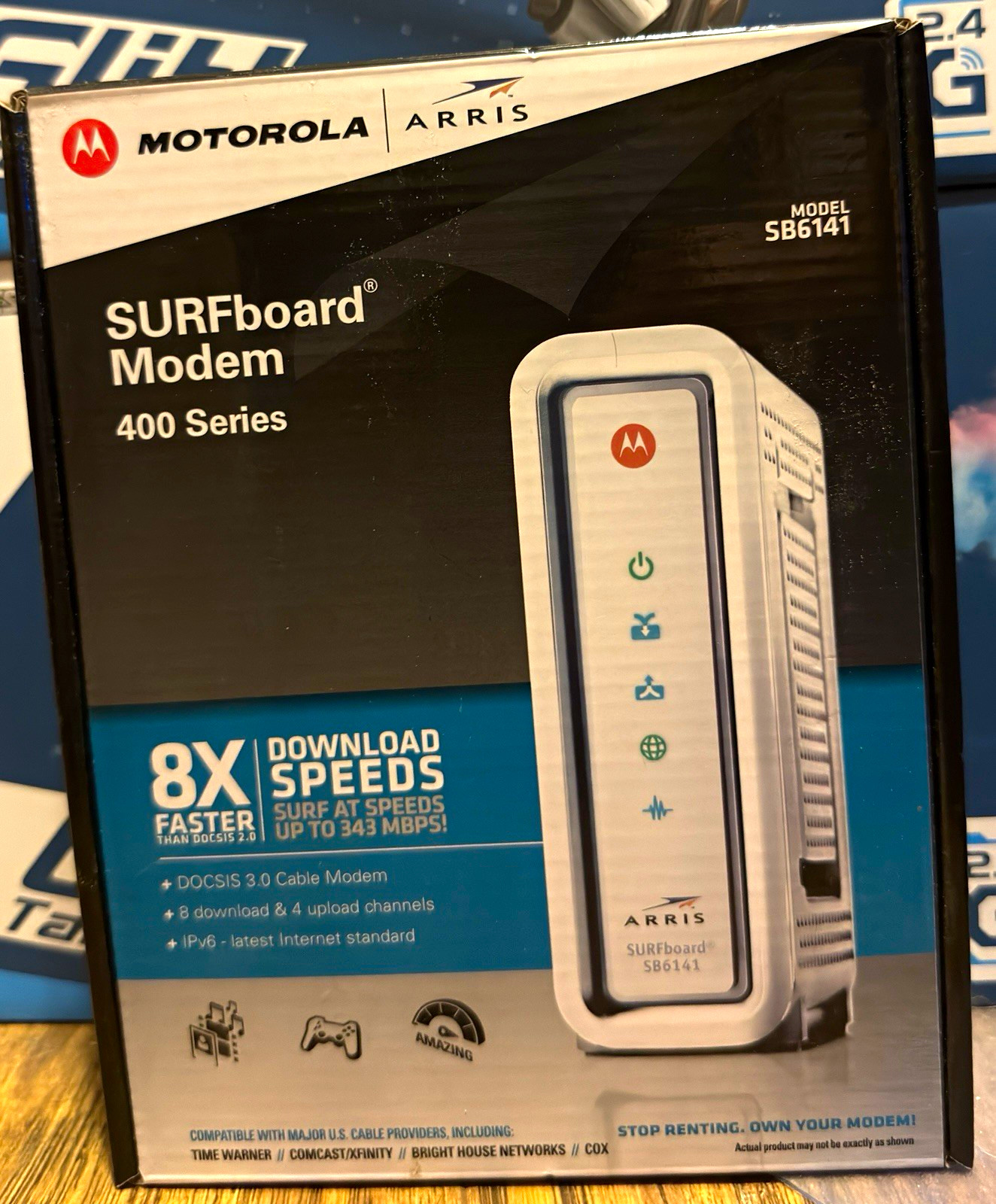 Motorola ARRIS SURFboard SB6141 DOCSIS 3.0 343 Mbps IPv6 Ethernet White