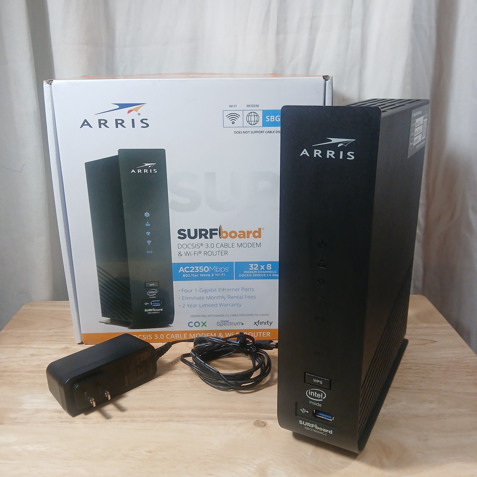 ARRIS SURFBOARD SBG7600AC2 DOCSIS 3.0 Cable Modem & AC2350 Wi-Fi Router W/ Power