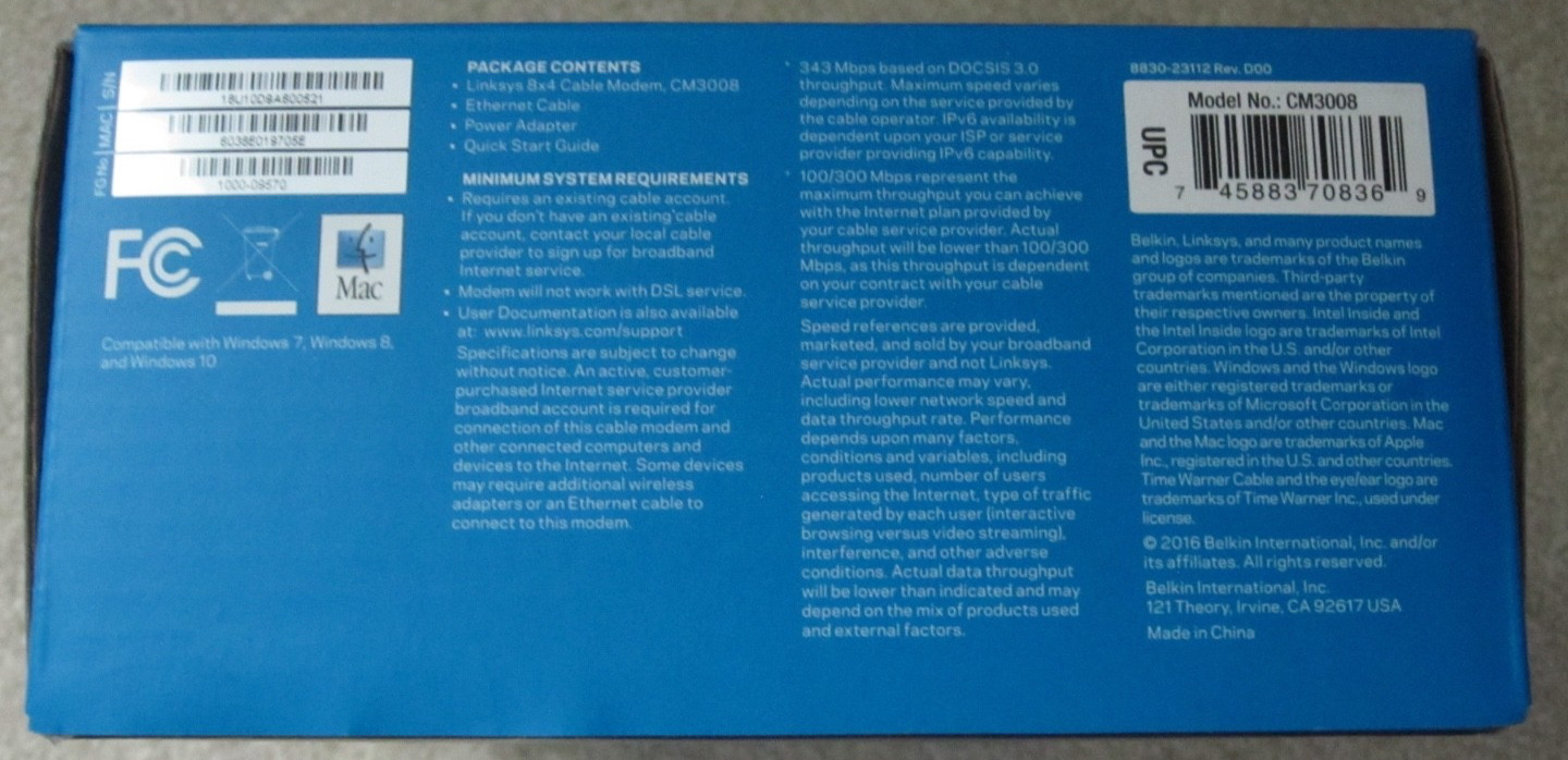 Linksys DOCSIS 3.0 CM3008 Cable Modem