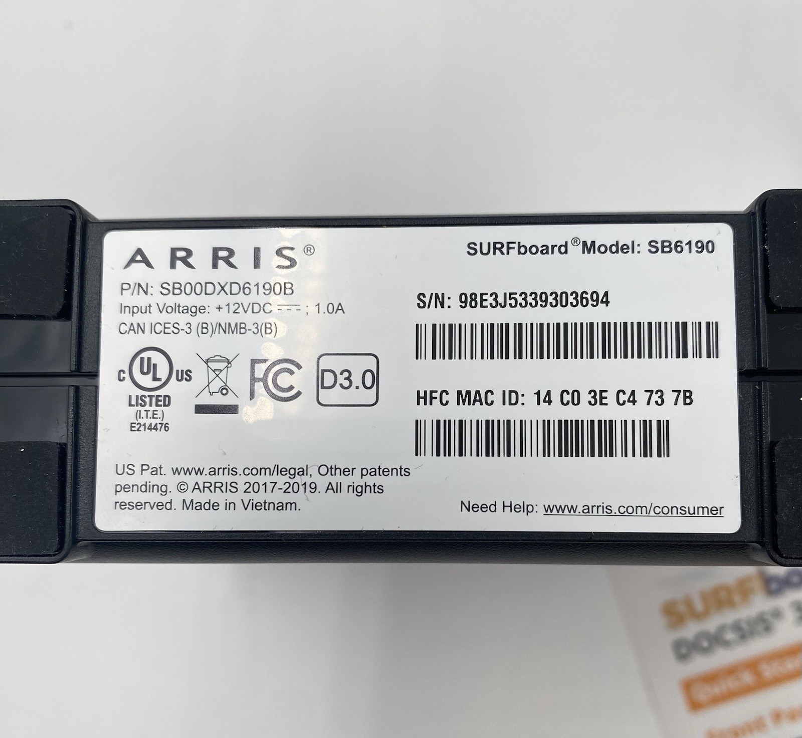 Arris Surf Board SB6190 DOCSIS 3.0 32×8 Gigibit Cable Modem – Black