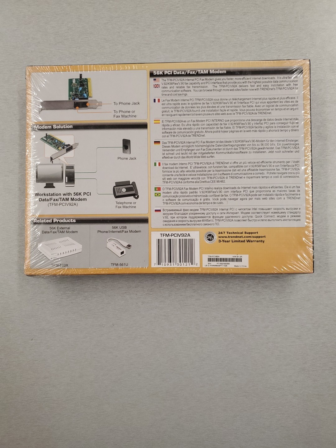 New Sealed Trendnet 56K High Speed Internal PCI Modem Data Fax TAM Modem