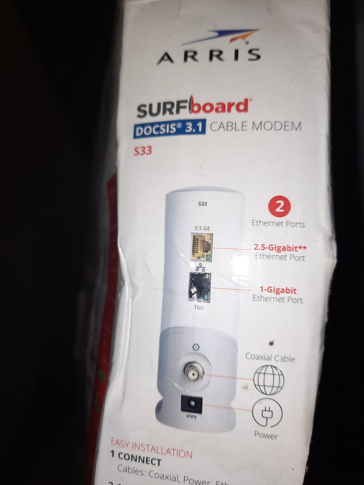 ARRIS S33 SURFboard DOCSIS 3.1 Multi-Gigabit Cable Modem 2.5 Gbps Ethernet Port
