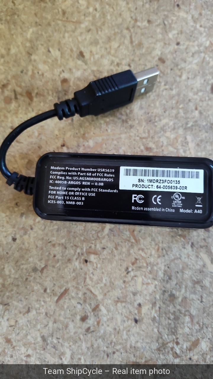 US Robotics 56K V92 USB Soft Modem USR5639 G2U