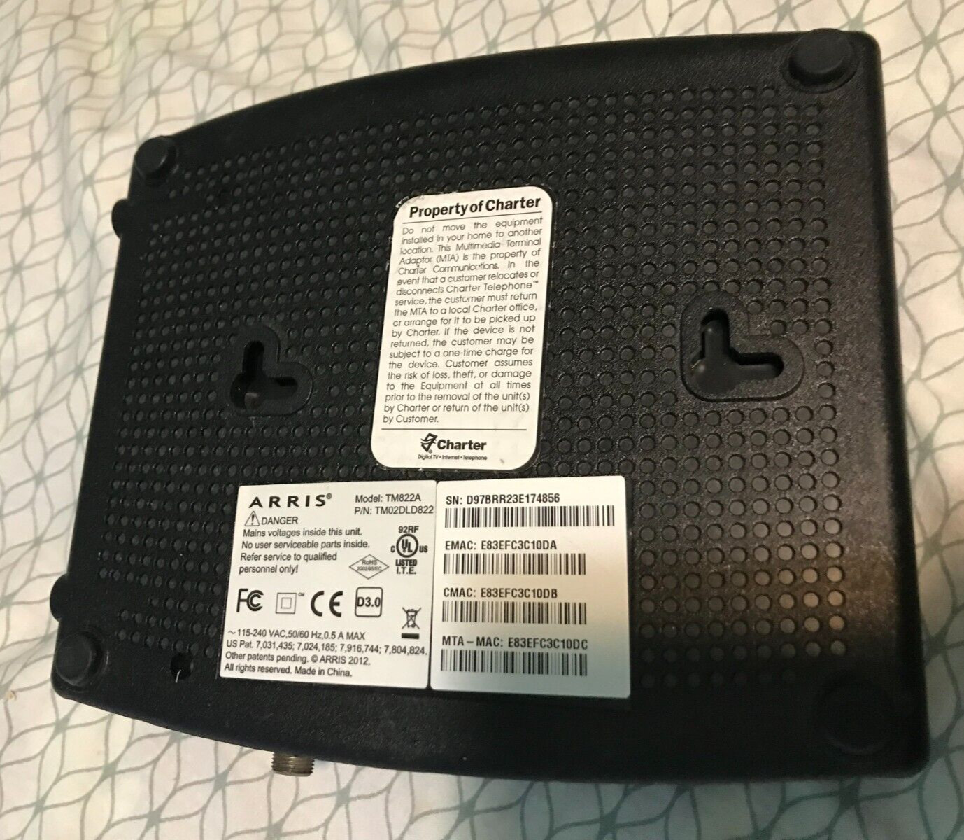 Arris TM822A Touchstone Docsis Cable Modem