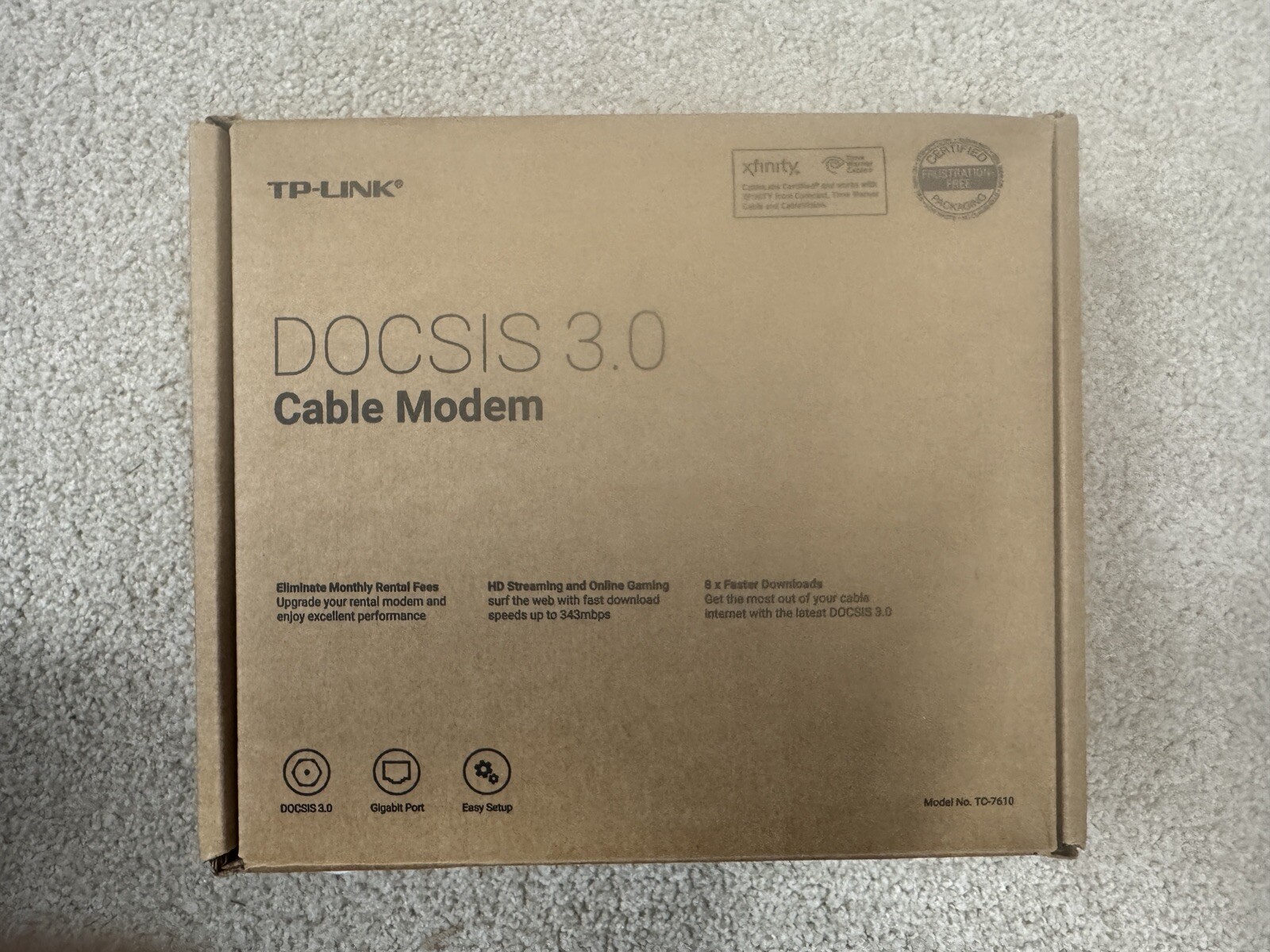 TP-Link TC-7610 300Mbps DOCSIS 3.0 Cable Modem For Xfinity Cox Spectrum Internet