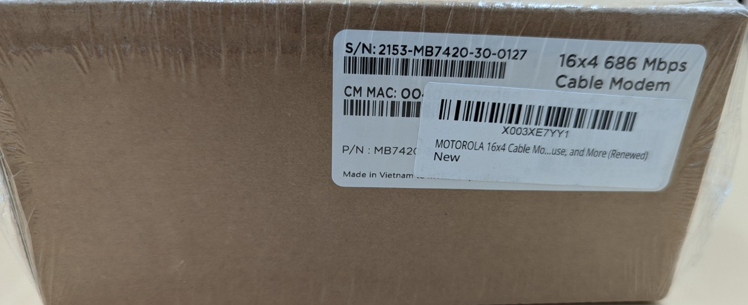Motorola High Speed ​​Cable Modem MB7420 16×4 Black Refurbished Power Cable