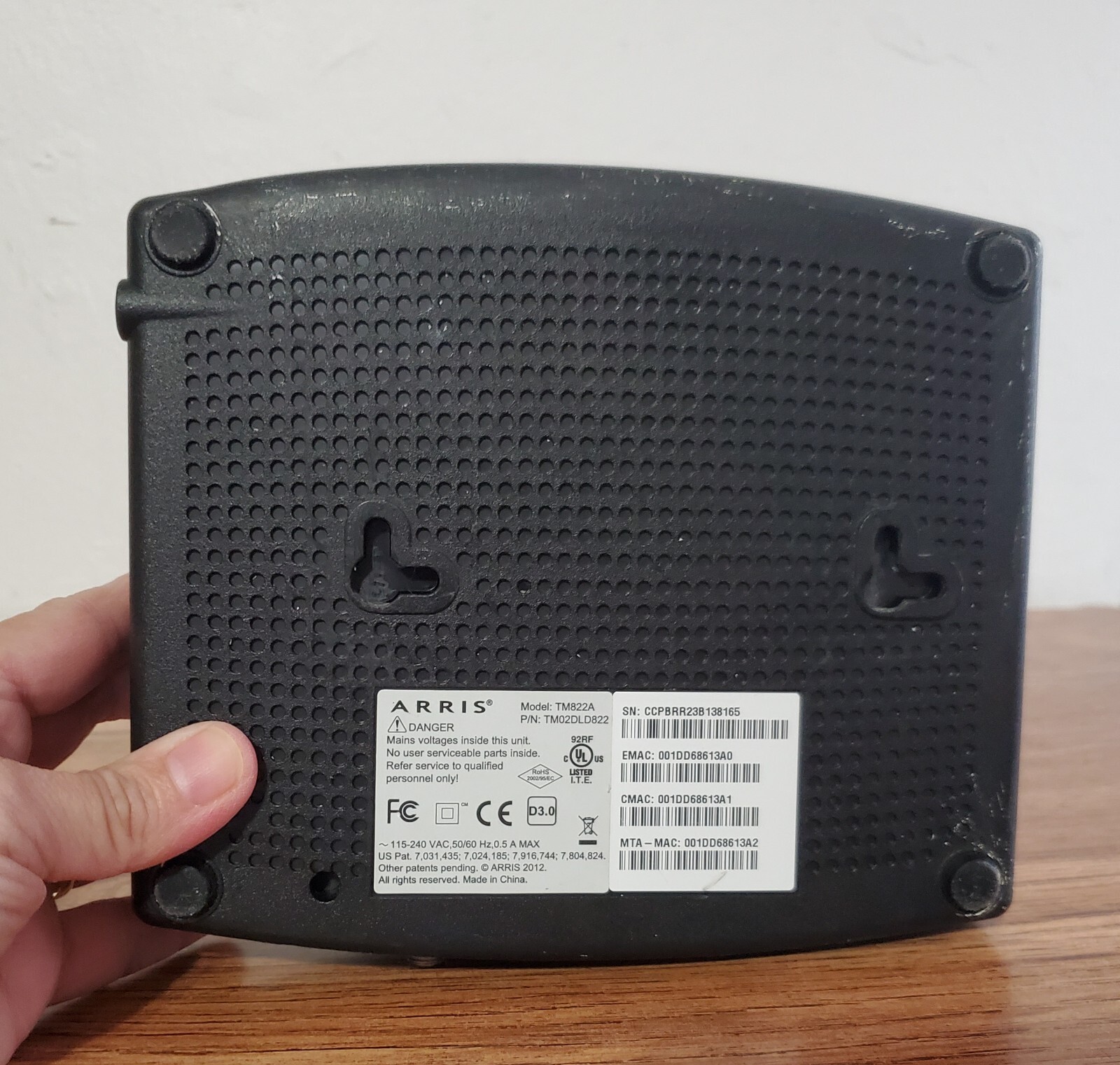 Arris TM822A Cable Modem Docsis 3.0 Telephony Modem Optimum & Cablevision