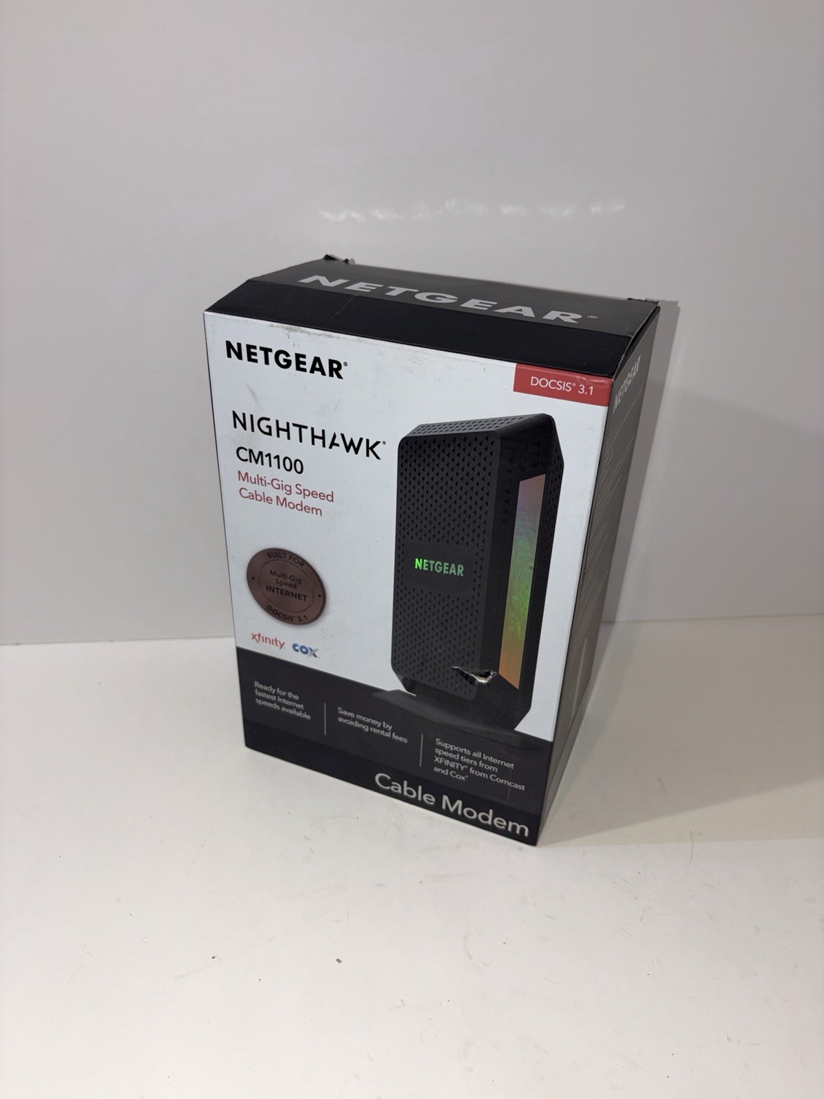 NETGEAR Nighthawk CM1100 Multi-Gig Cable Modem DOCSIS 3.1 Xfinity Spectrum Cox