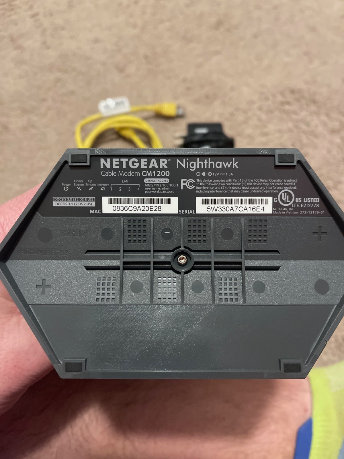 NETGEAR Nighthawk CM1200-100NAS DOCSIS 3.1 Cable Modem Black